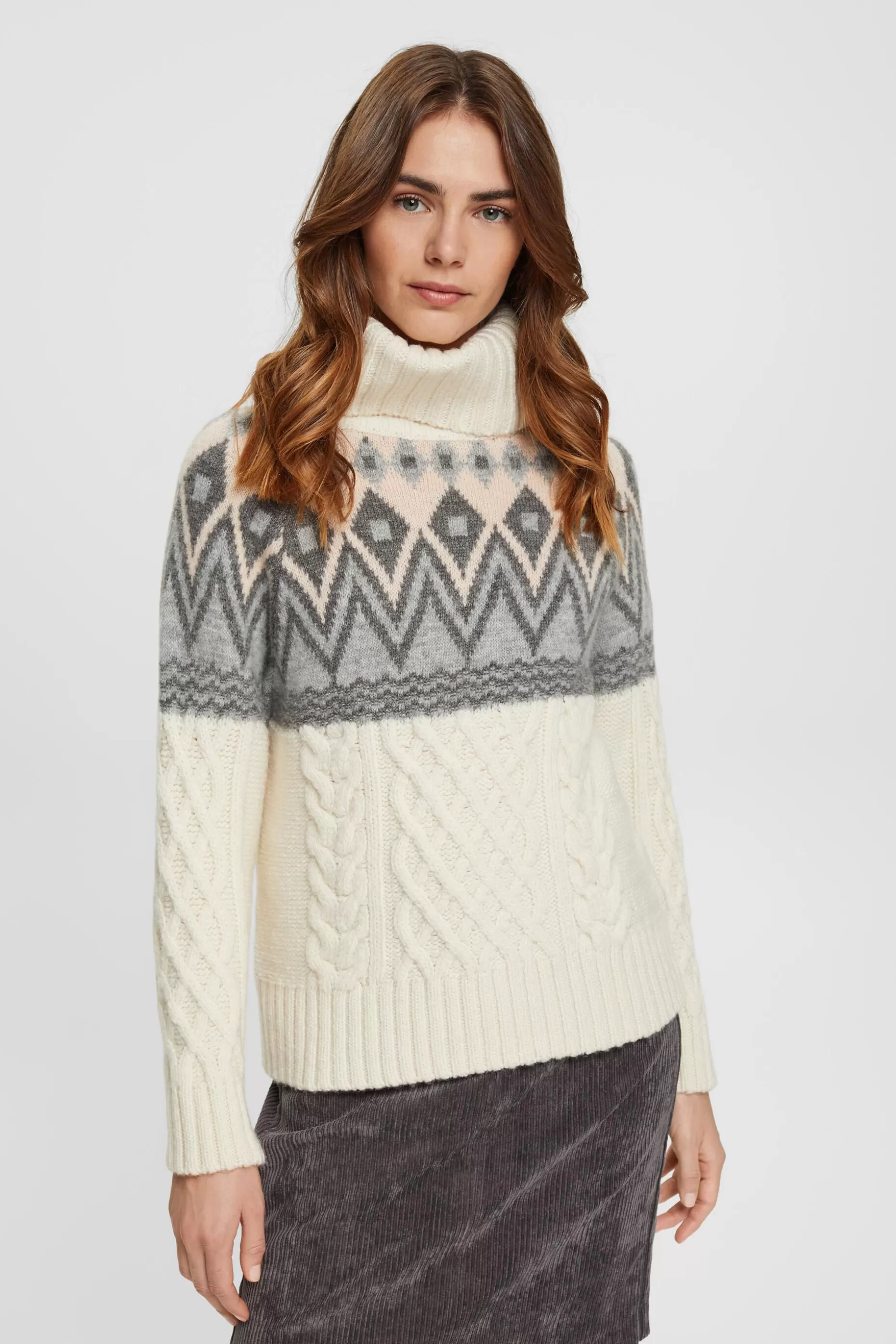 ESPRIT Jacquard knit roll neck jumper with wool at our Online Shop *Women Tops