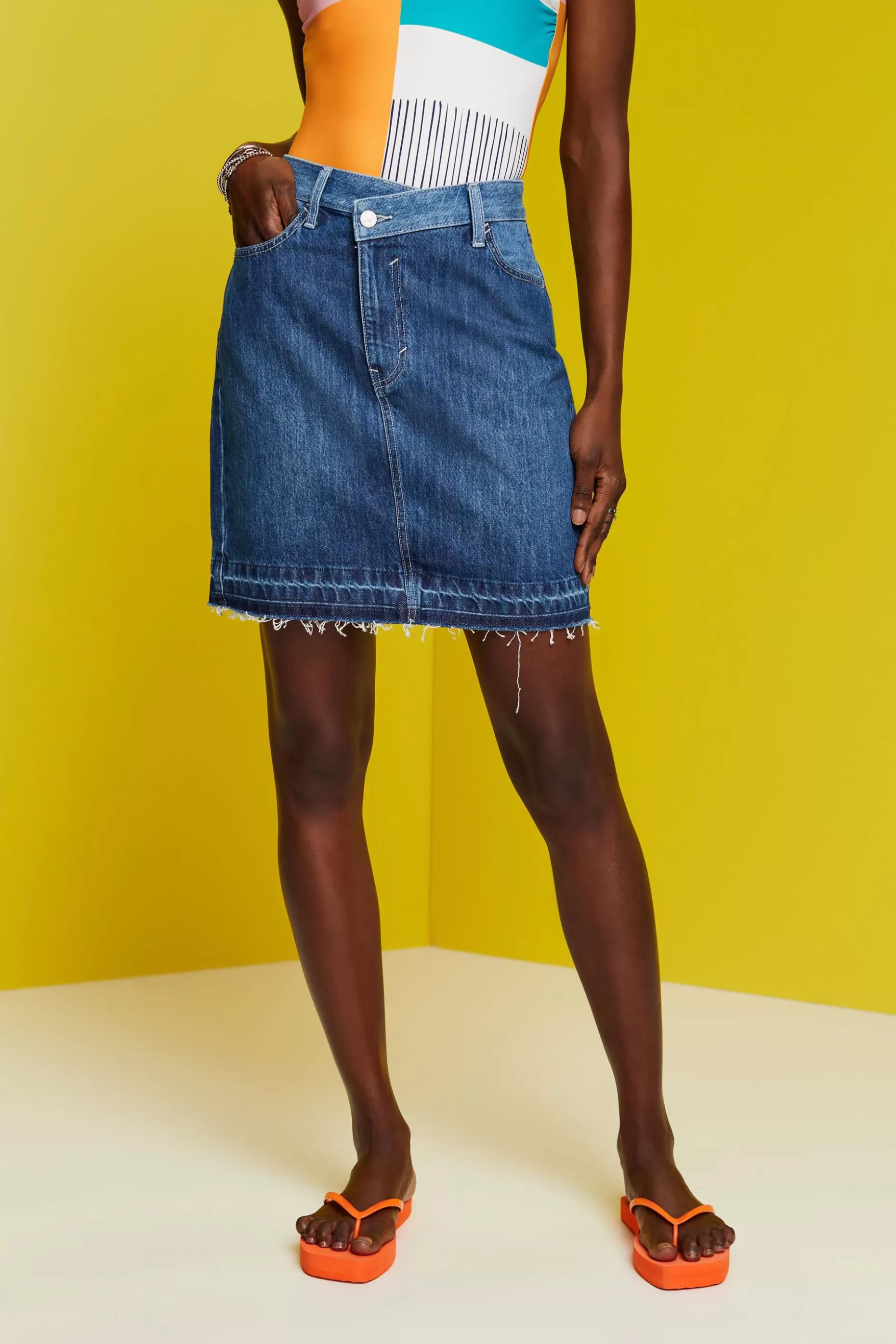 ESPRIT Jeans mini skirt with an asymmetric hem at our Online Shop *Women Skirts + Shorts