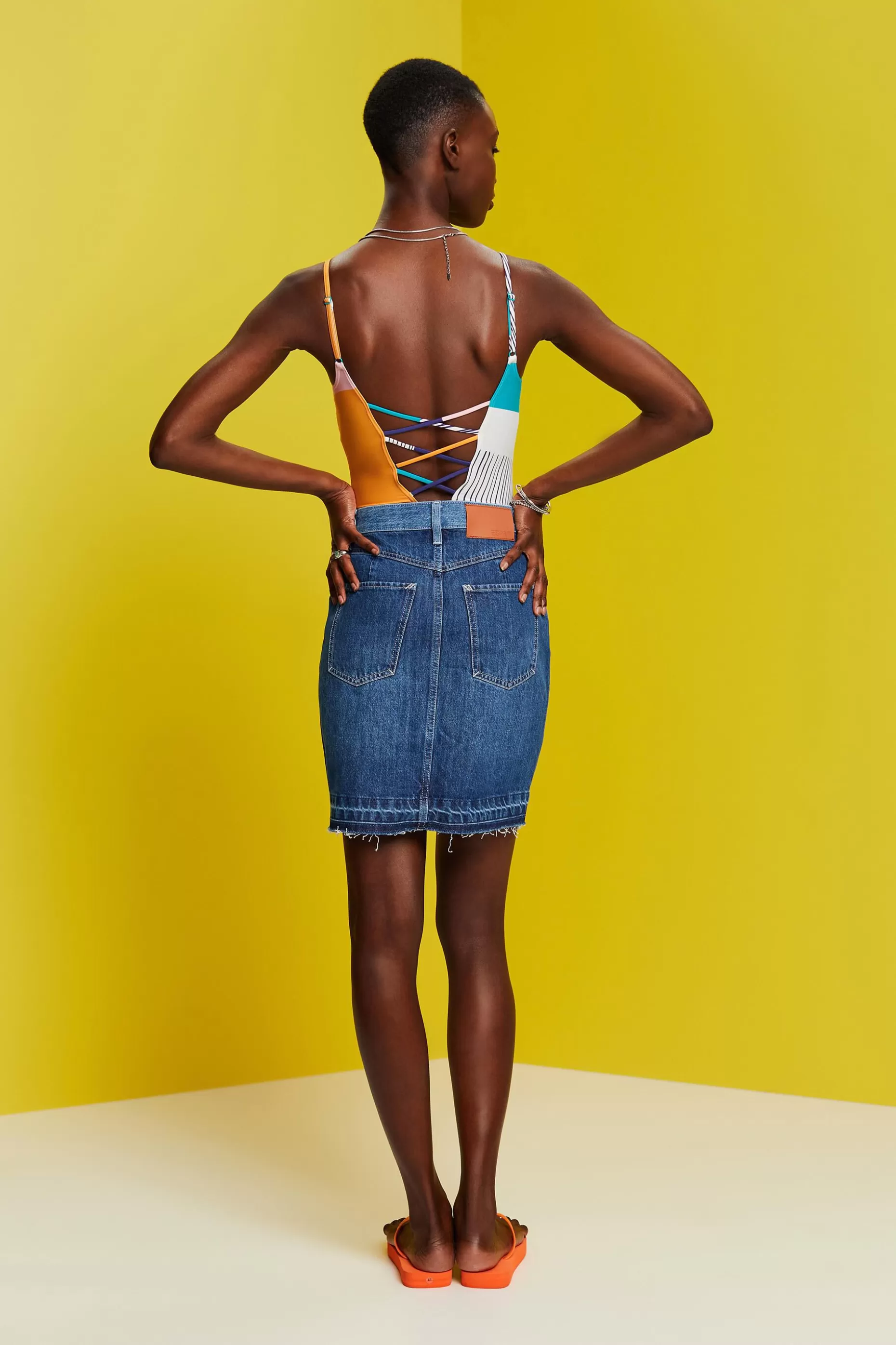 ESPRIT Jeans mini skirt with an asymmetric hem at our Online Shop *Women Skirts + Shorts