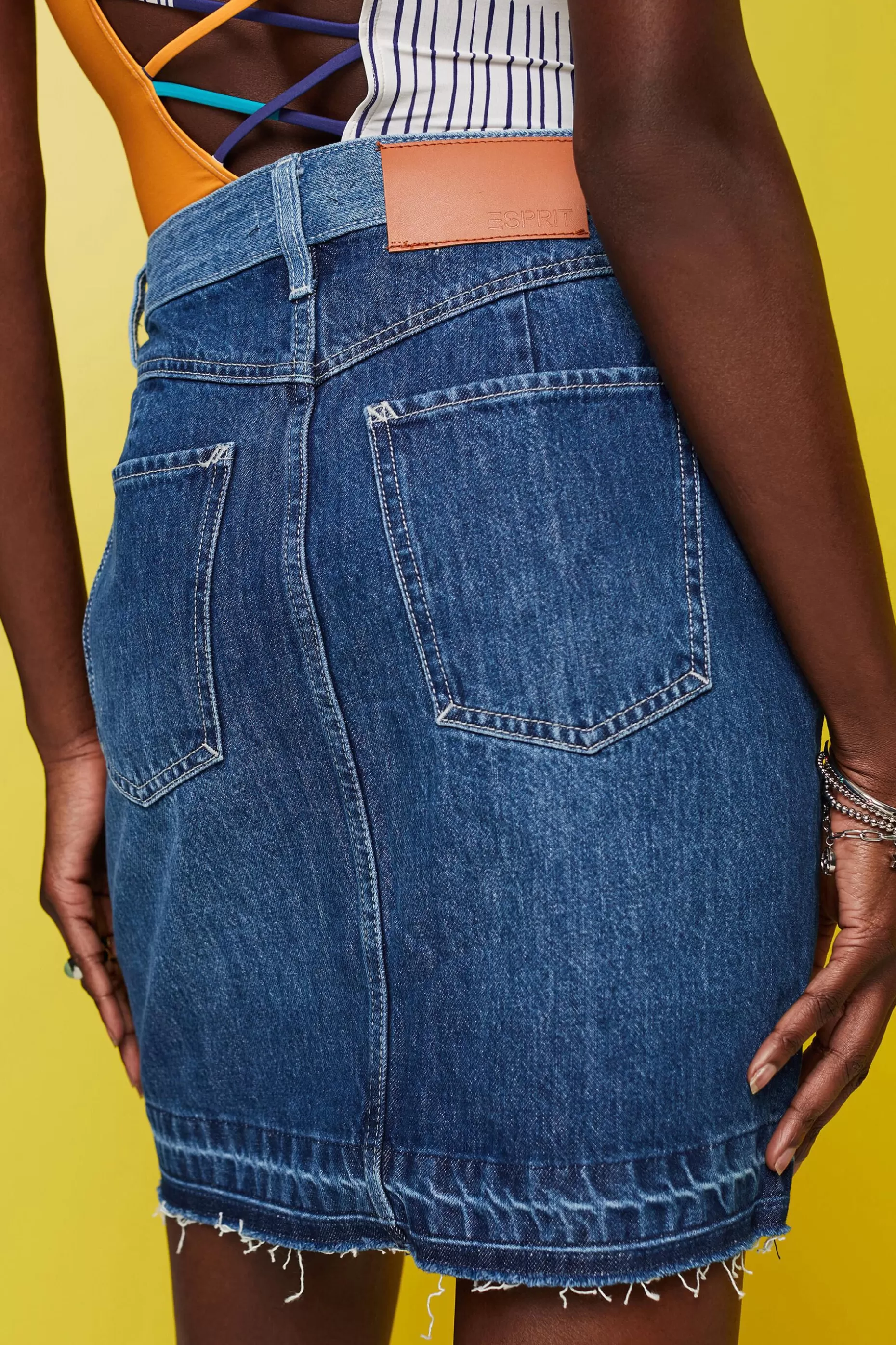 ESPRIT Jeans mini skirt with an asymmetric hem at our Online Shop *Women Skirts + Shorts