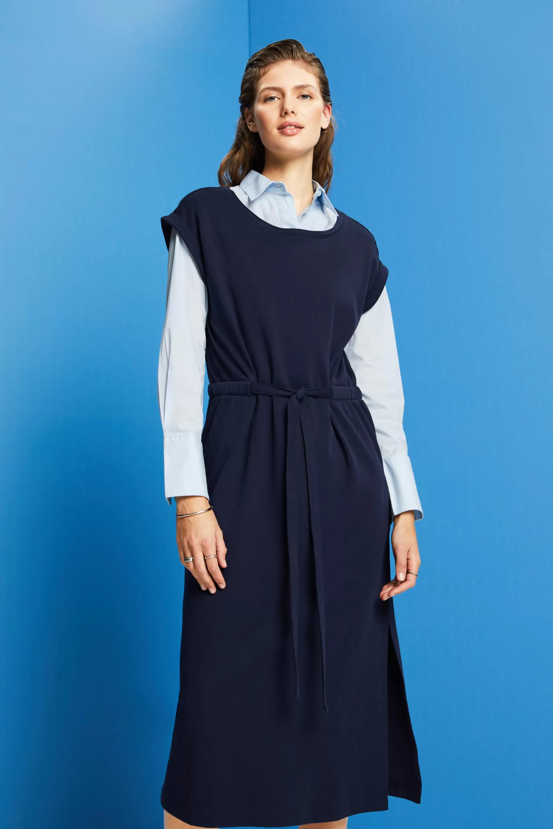 ESPRIT Jersey midi dress with a tie belt at our Online Shop *Women Dresses