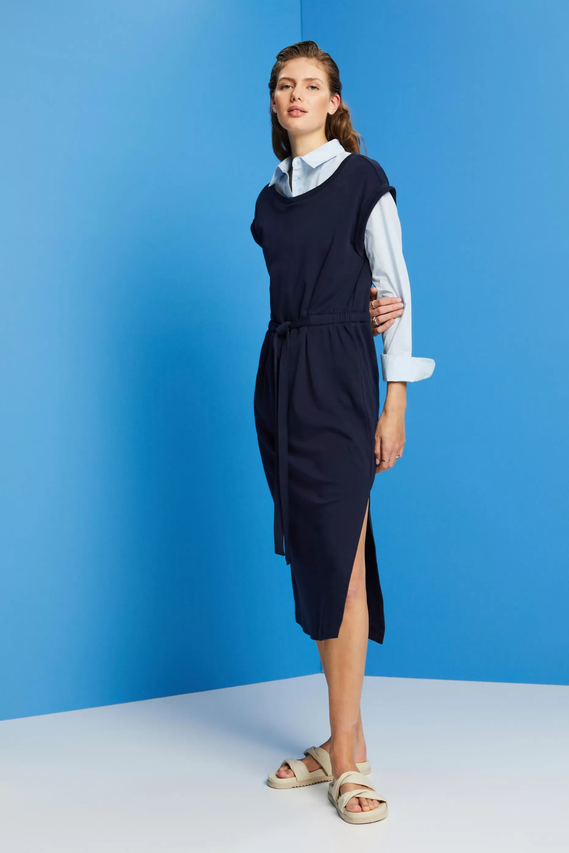 ESPRIT Jersey midi dress with a tie belt at our Online Shop *Women Dresses