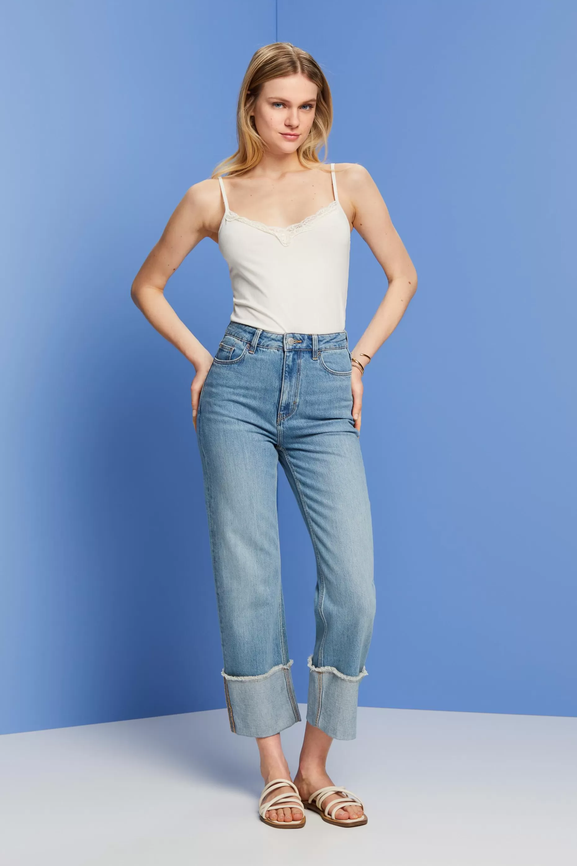 ESPRIT Jersey top with lace trim at our Online Shop *Women Tops