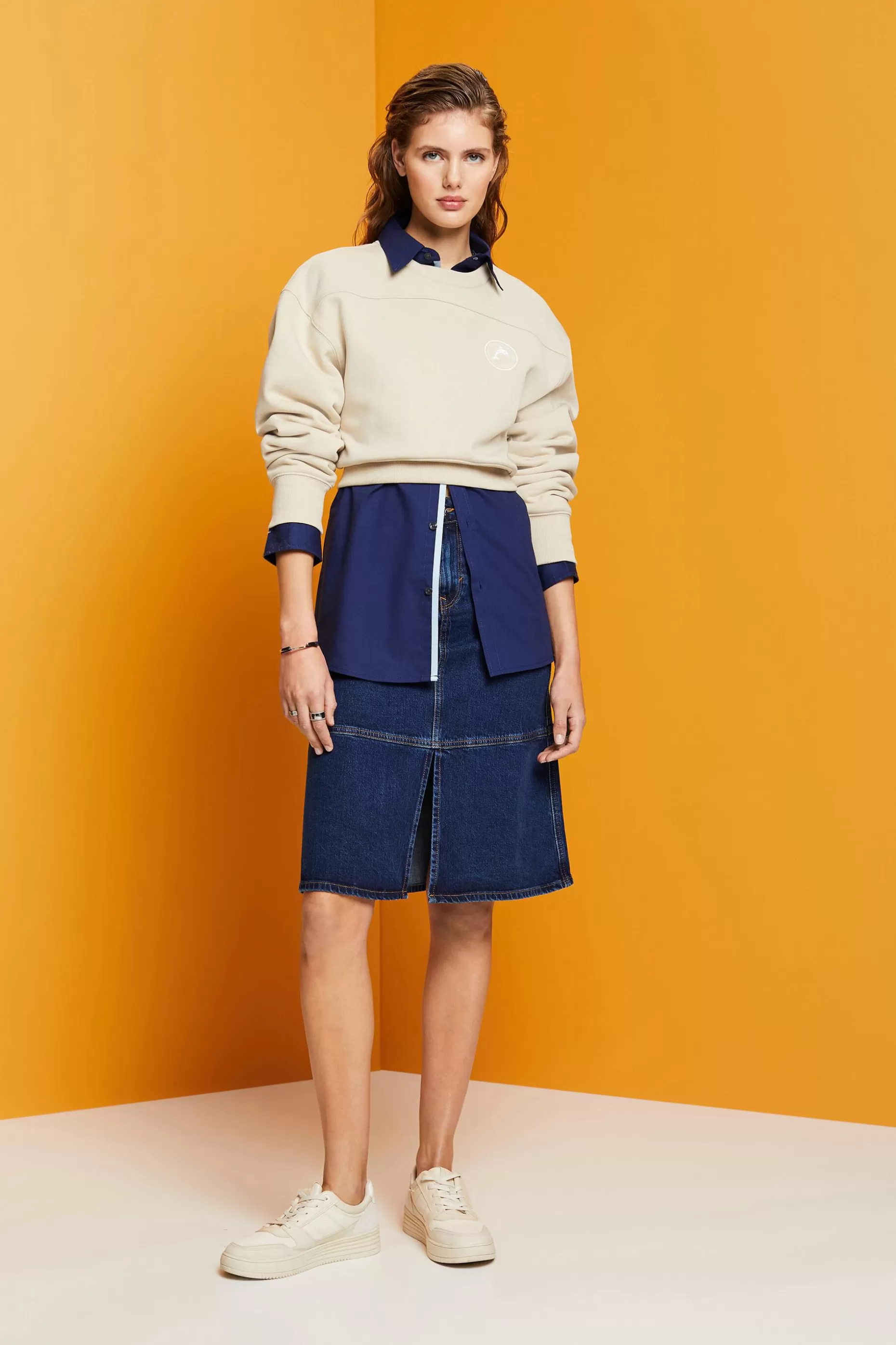 ESPRIT Knee-length denim skirt at our Online Shop *Women Skirts + Shorts