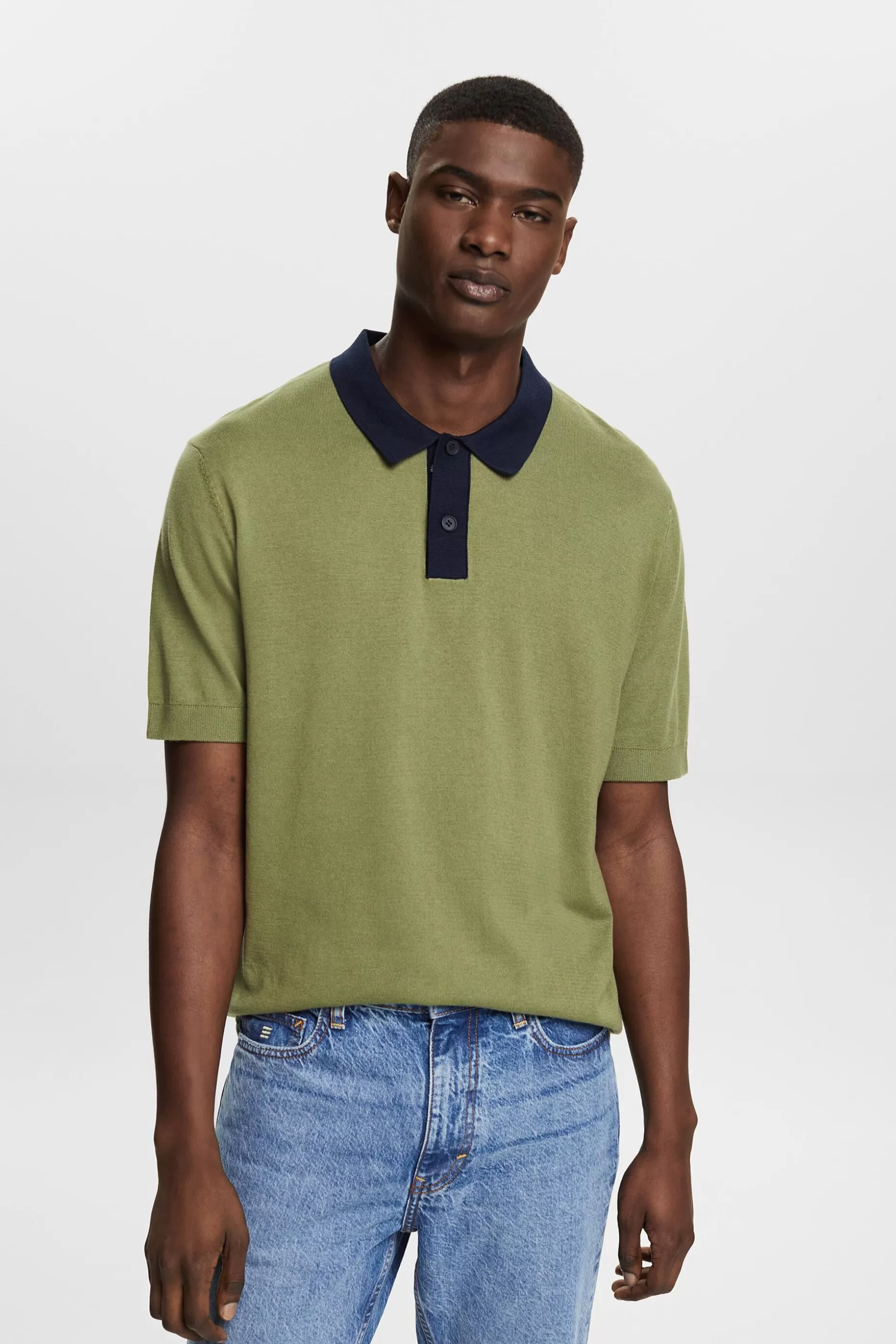 ESPRIT Knit Short-Sleeve Polo Shirt at our Online Shop *Men Sweaters