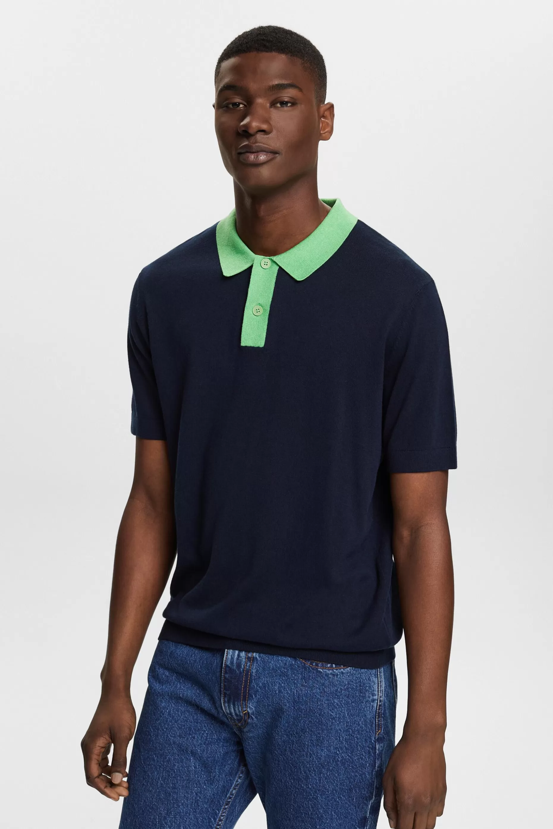 ESPRIT Knit Short-Sleeve Polo Shirt at our Online Shop *Men Sweaters
