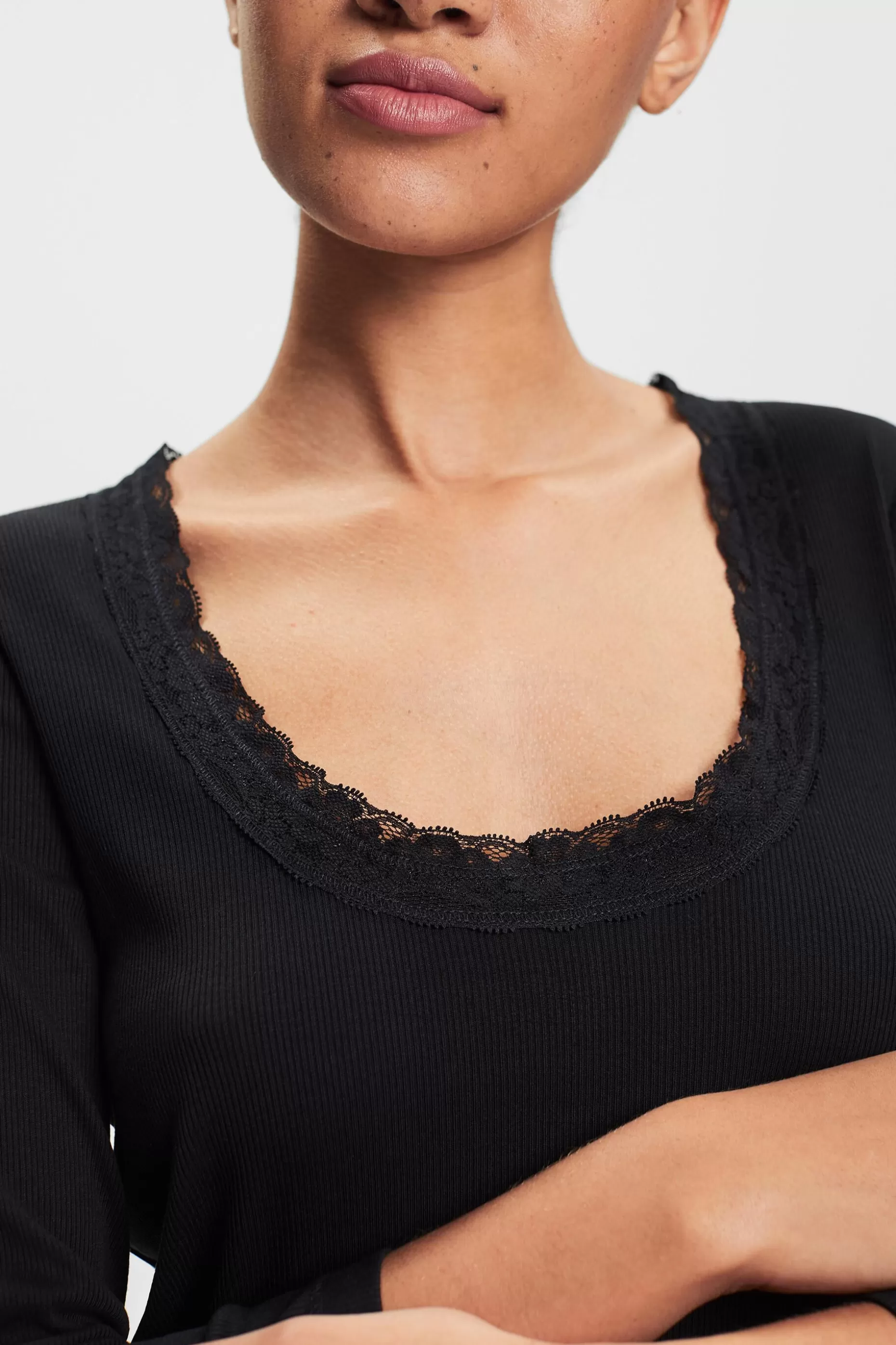 ESPRIT Lace Trim Scoop Neck T-Shirt at our Online Shop * Sale Under $30