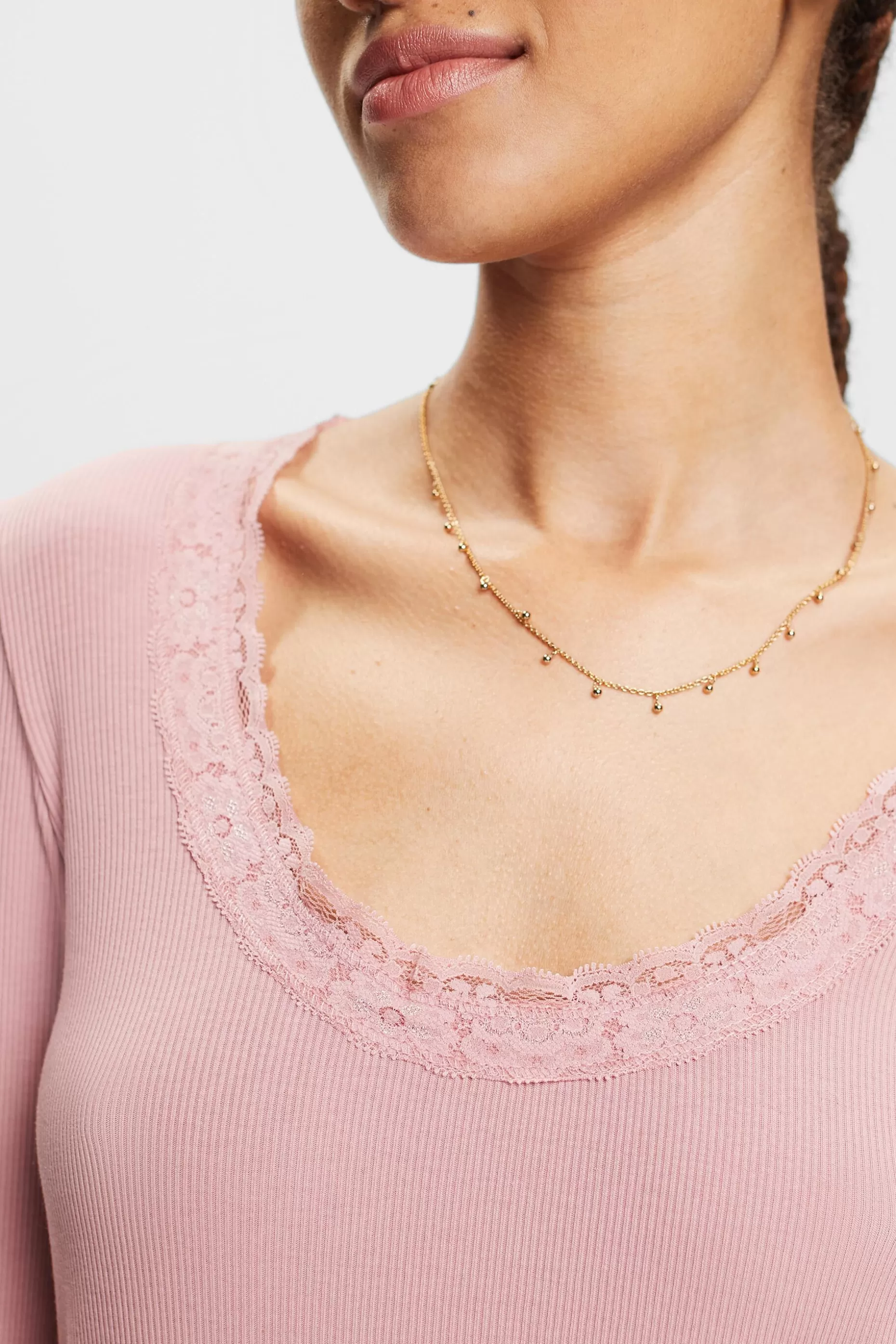 ESPRIT Lace Trim Scoop Neck T-Shirt at our Online Shop *Women T-Shirts + Tops