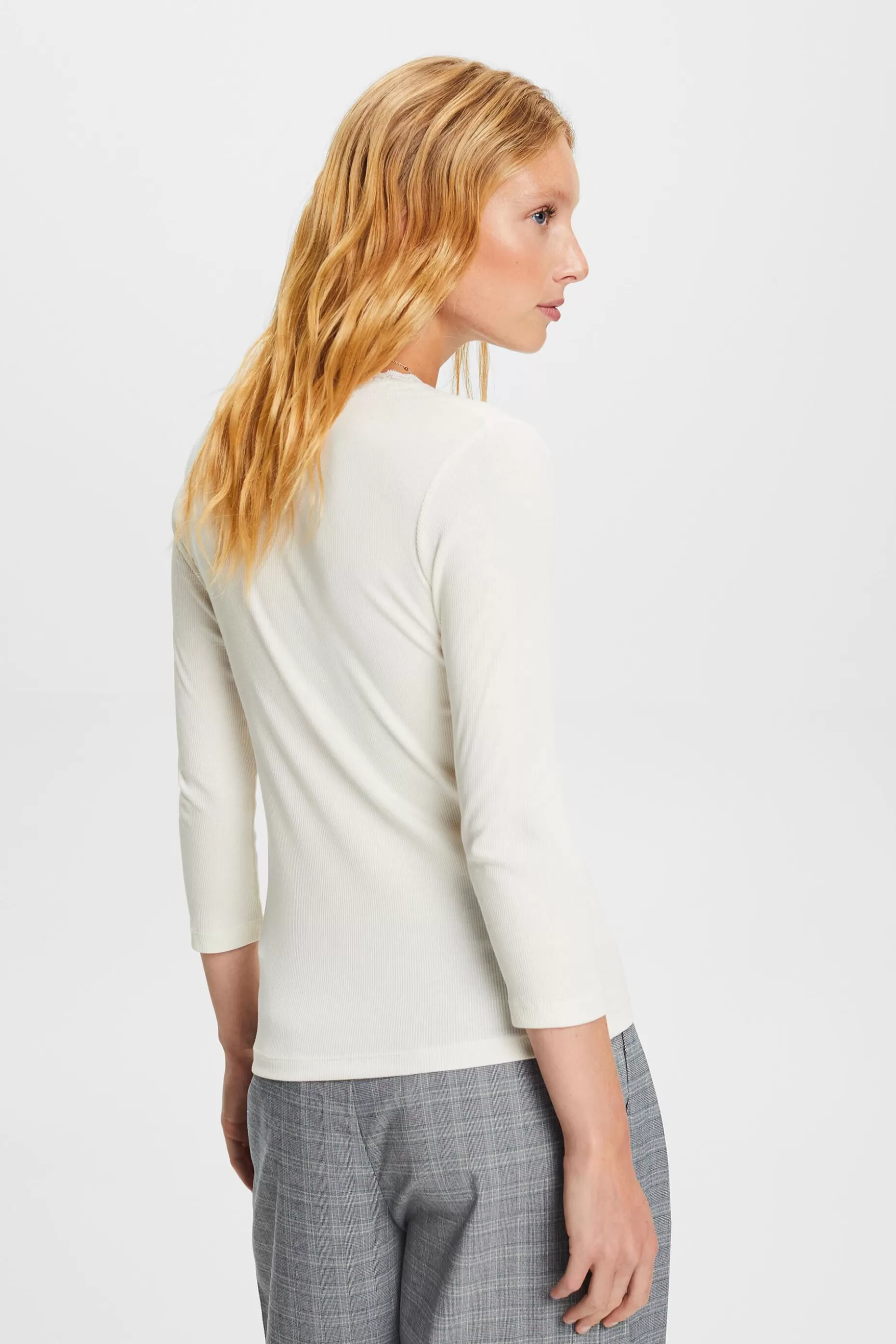 ESPRIT Lace Trim Scoop Neck T-Shirt at our Online Shop *Women T-Shirts + Tops