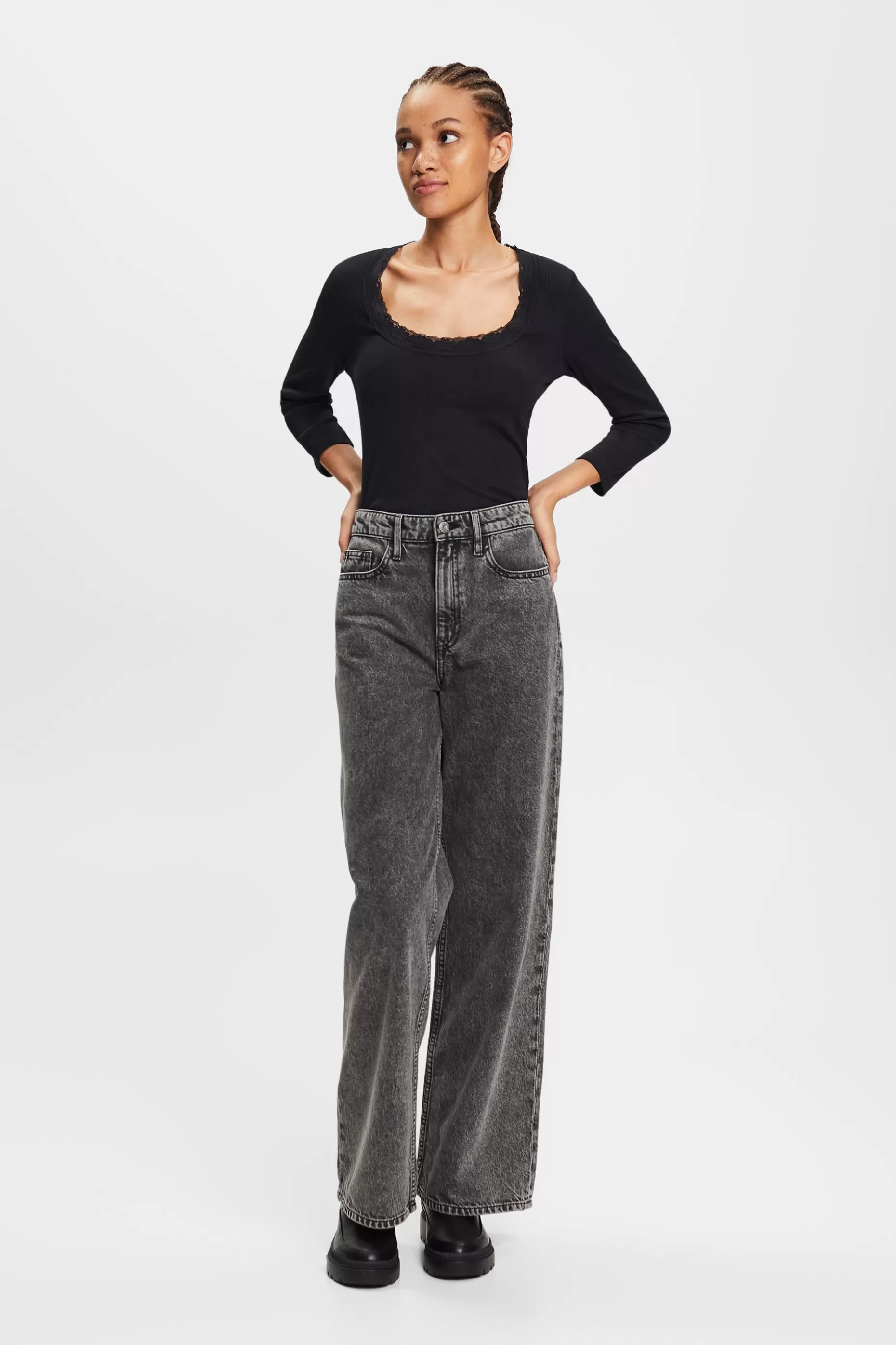 ESPRIT Lace Trim Scoop Neck T-Shirt at our Online Shop *Women T-Shirts + Tops