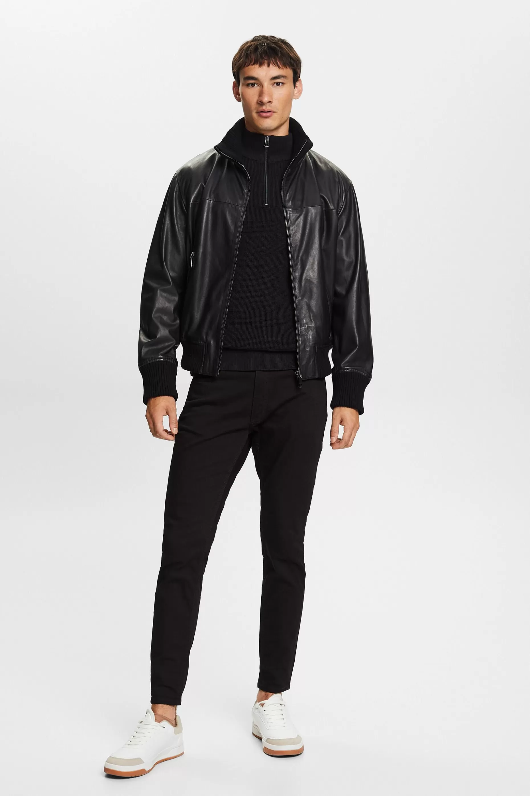 ESPRIT Leather Bomber Jacket at our Online Shop *Men Jackets + Coats