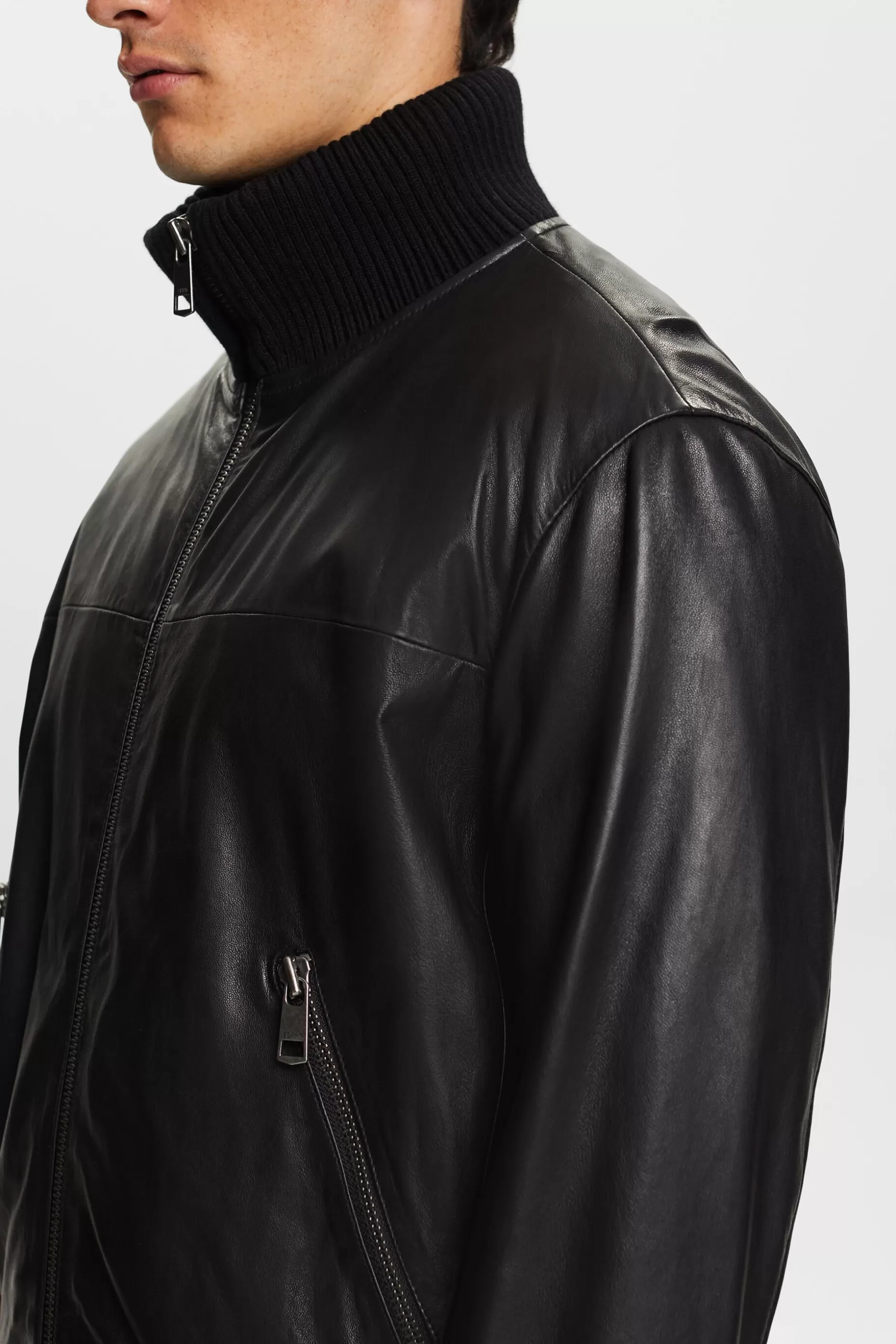 ESPRIT Leather Bomber Jacket at our Online Shop *Men Jackets + Coats