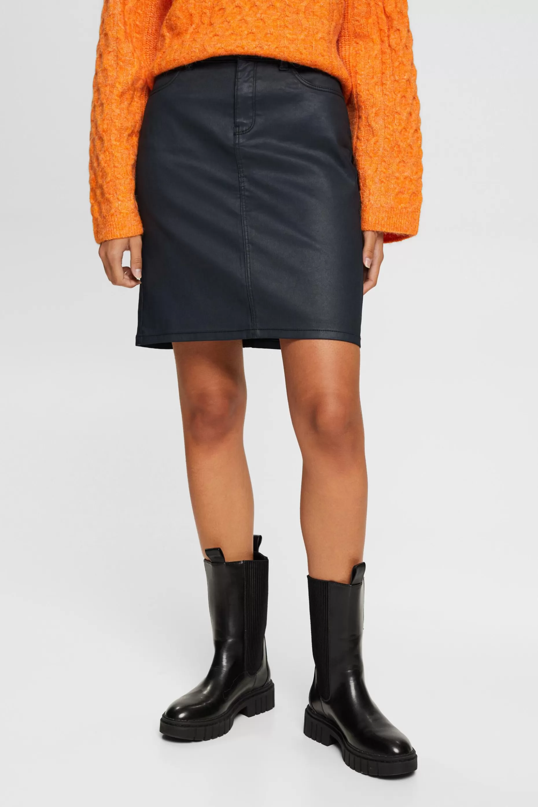 ESPRIT Leather effect knee-length skirt at our Online Shop *Women Skirts + Shorts