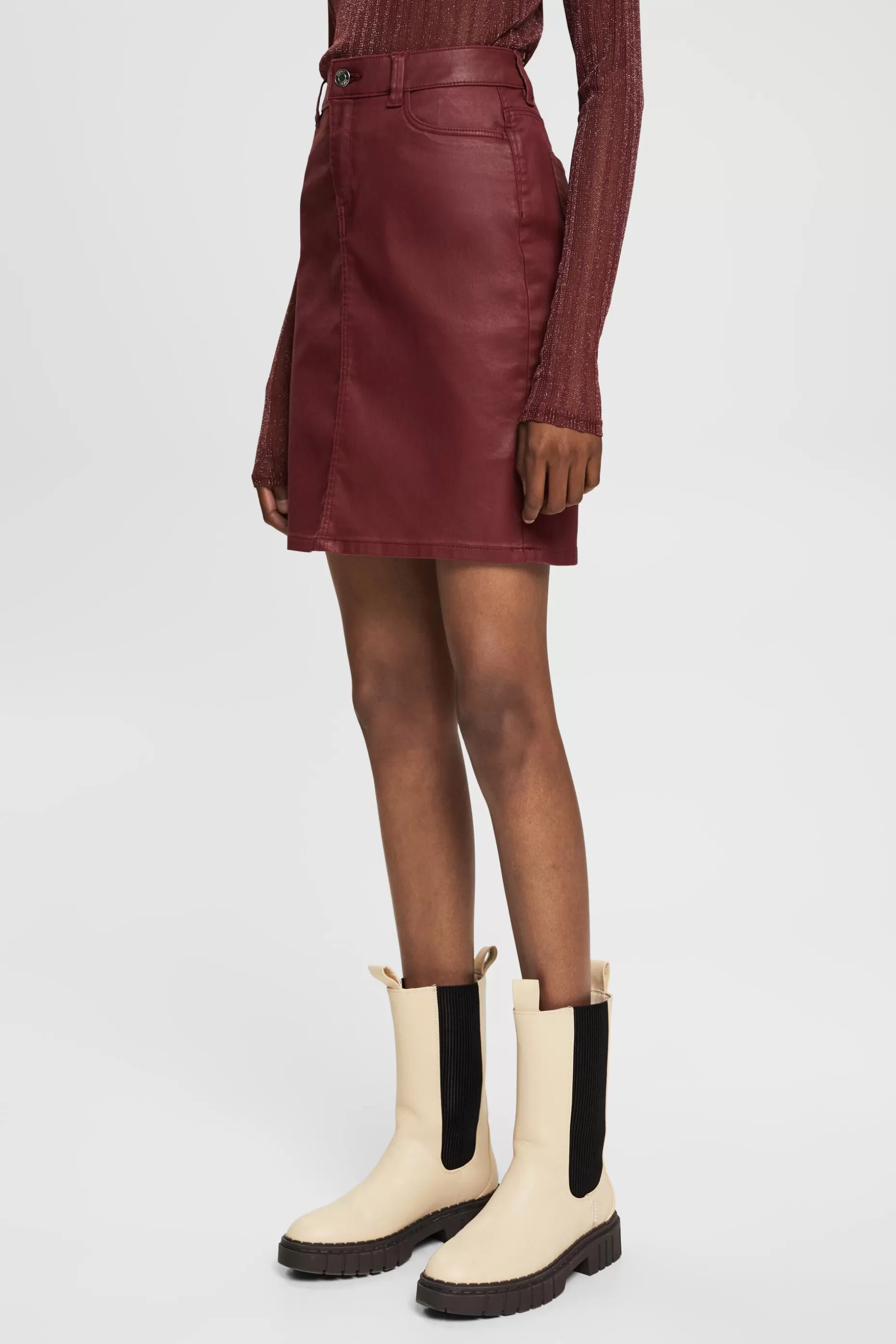 ESPRIT Leather effect knee-length skirt at our Online Shop *Women Skirts + Shorts