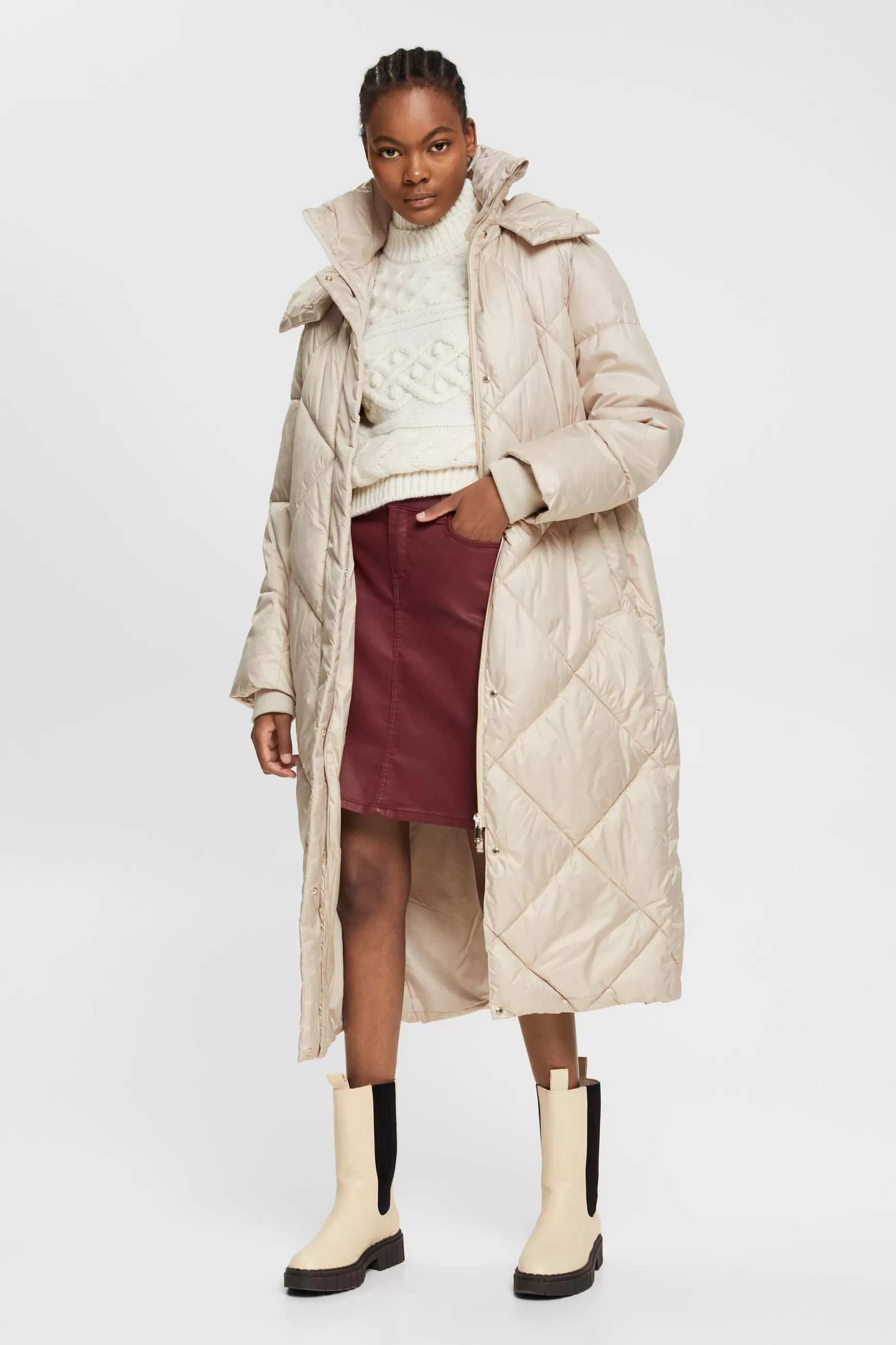 ESPRIT Leather effect knee-length skirt at our Online Shop *Women Skirts + Shorts