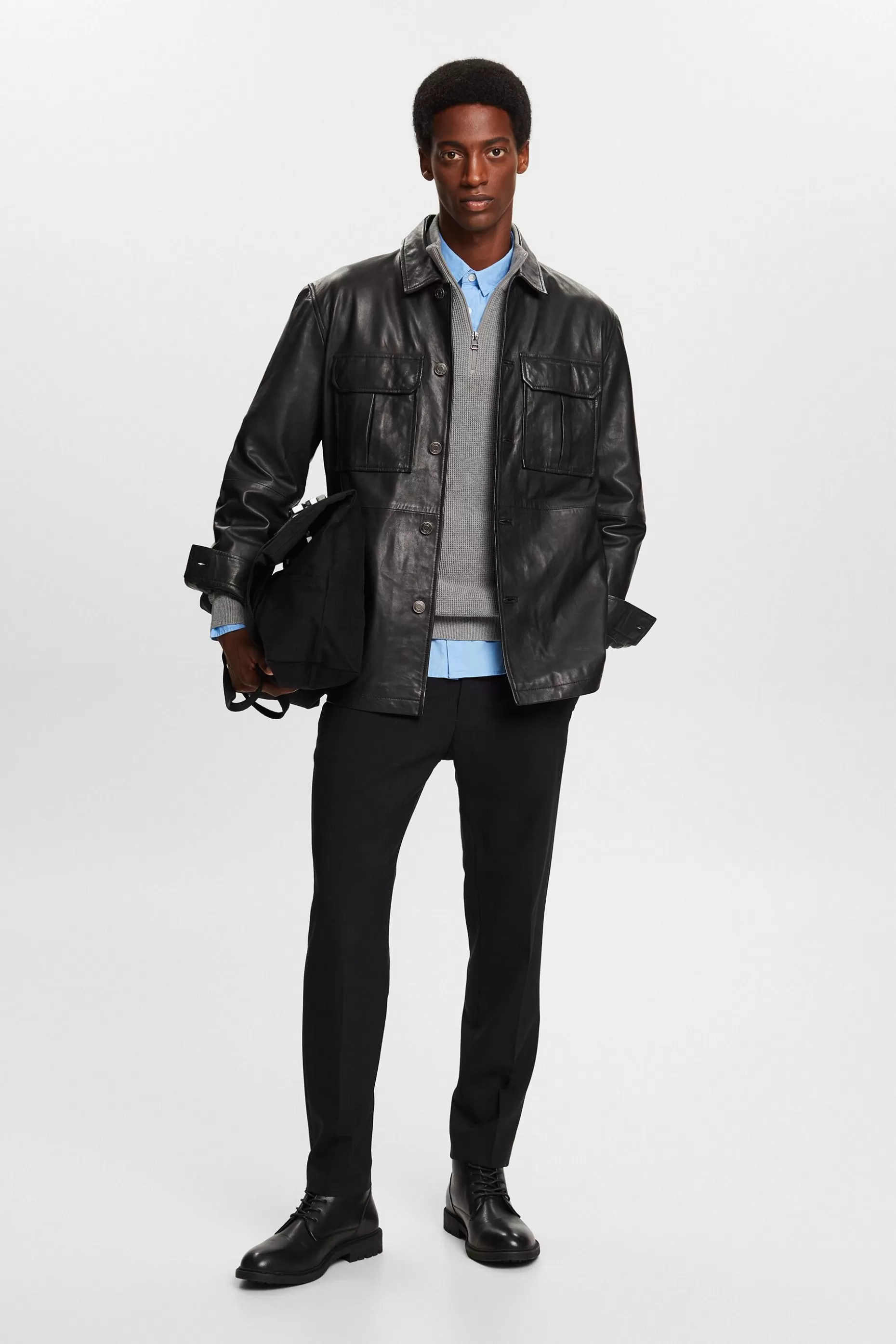 ESPRIT Leather Shirt Jacket at our Online Shop *Men Jackets + Coats