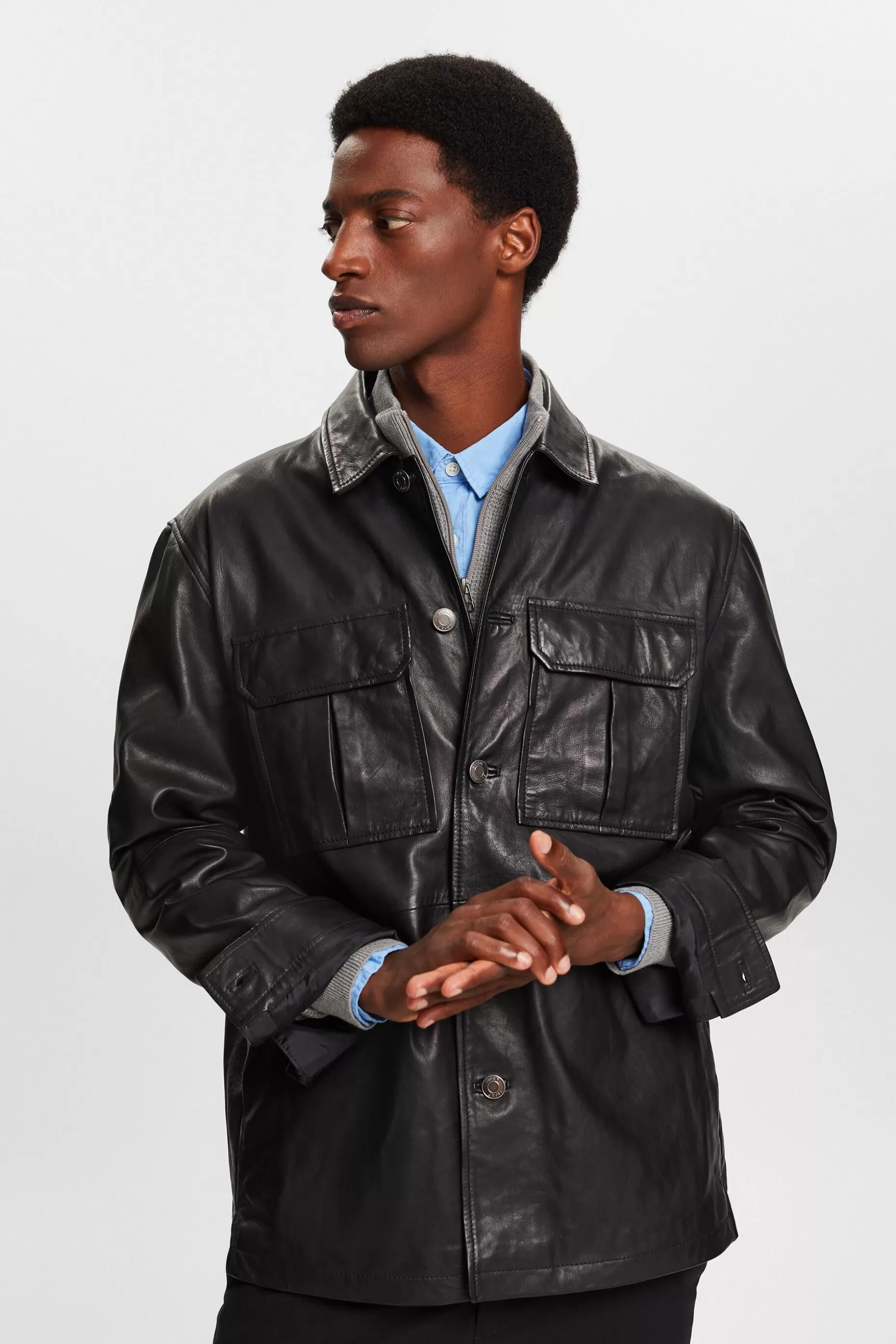 ESPRIT Leather Shirt Jacket at our Online Shop *Men Jackets + Coats