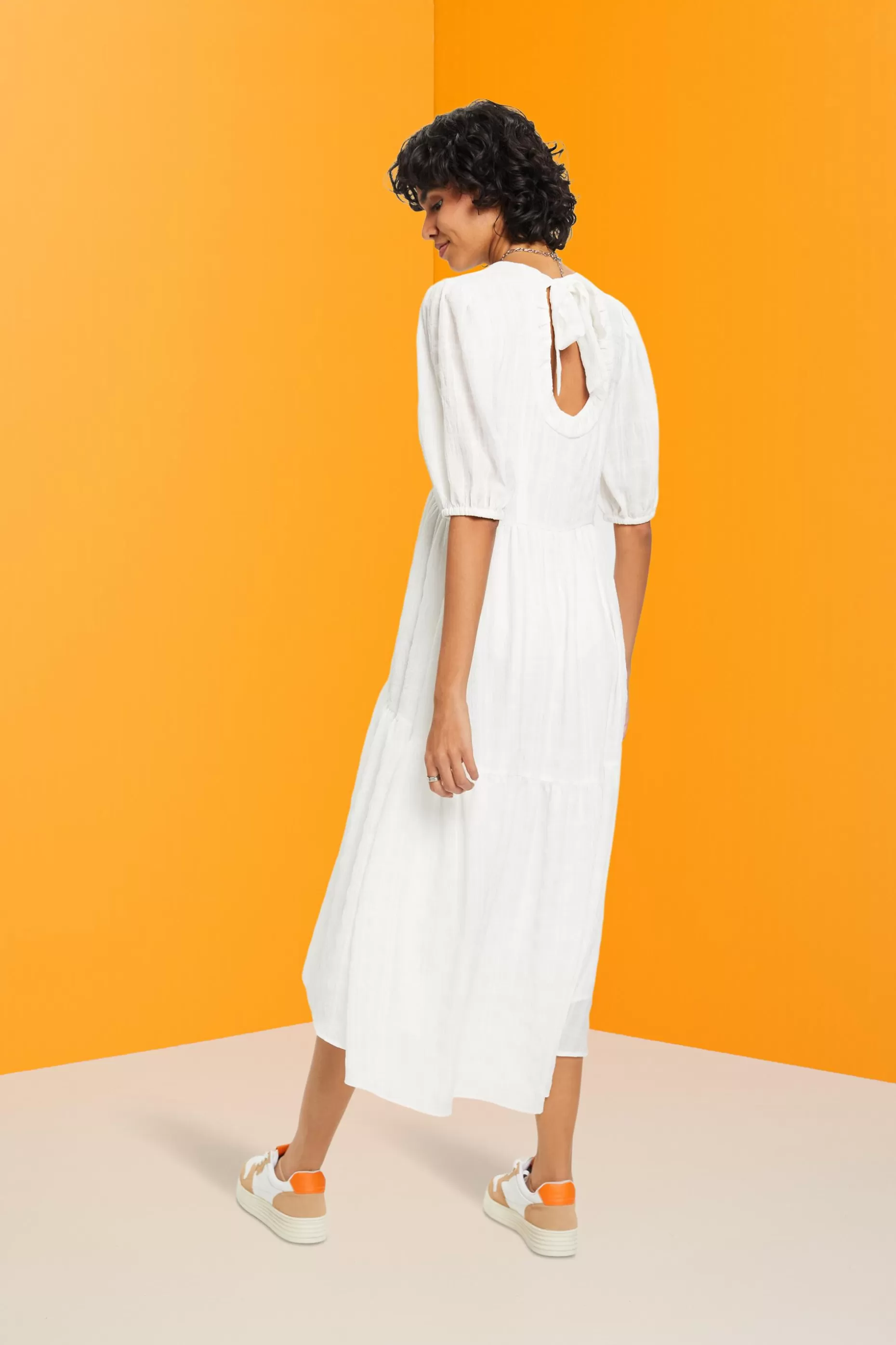 ESPRIT Lightweight midi dress with balloon sleeves at our Online Shop * Sale Under $75