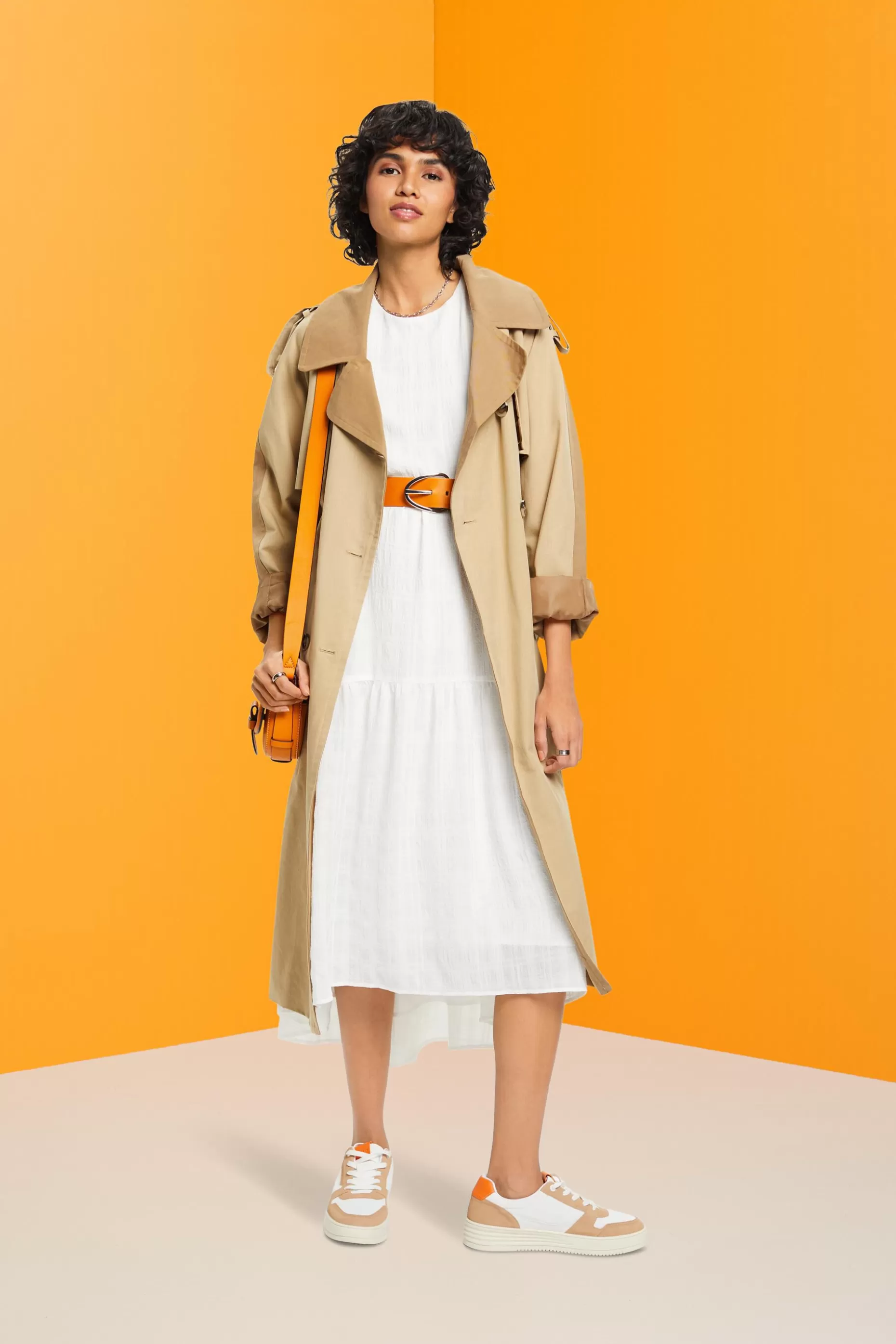 ESPRIT Lightweight midi dress with balloon sleeves at our Online Shop *Women Dresses
