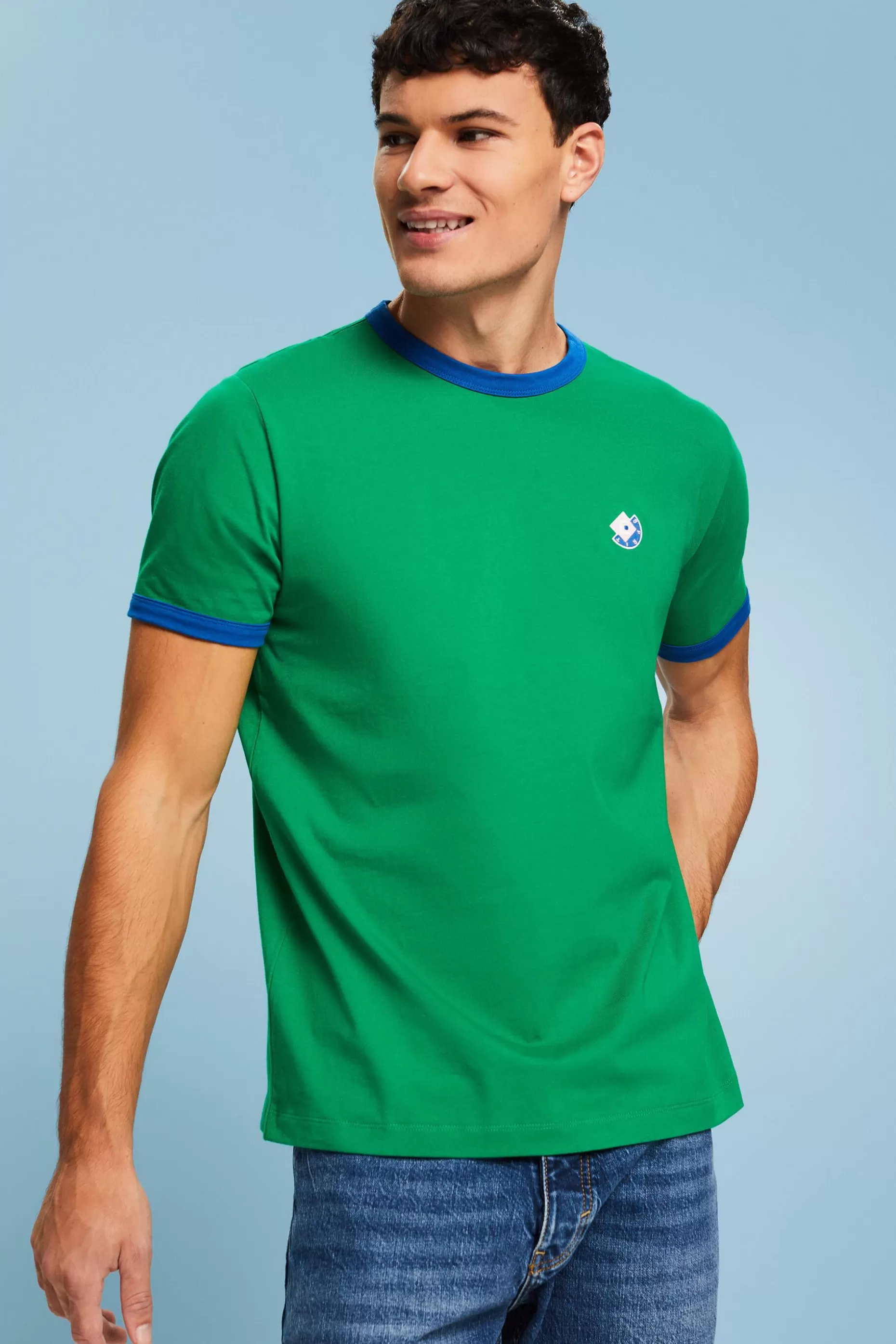 ESPRIT Logo Crewneck Cotton T-Shirt at our Online Shop *Men T-Shirts + Polos