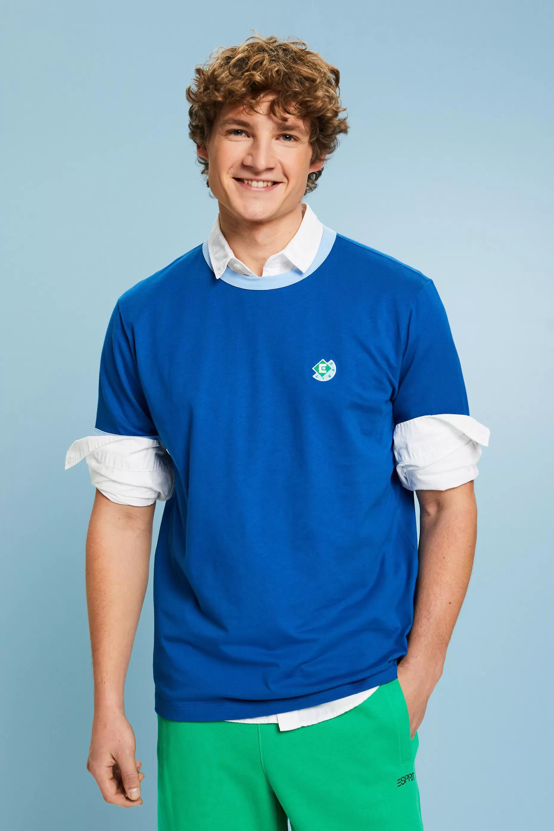 ESPRIT Logo Crewneck Cotton T-Shirt at our Online Shop *Men T-Shirts + Polos