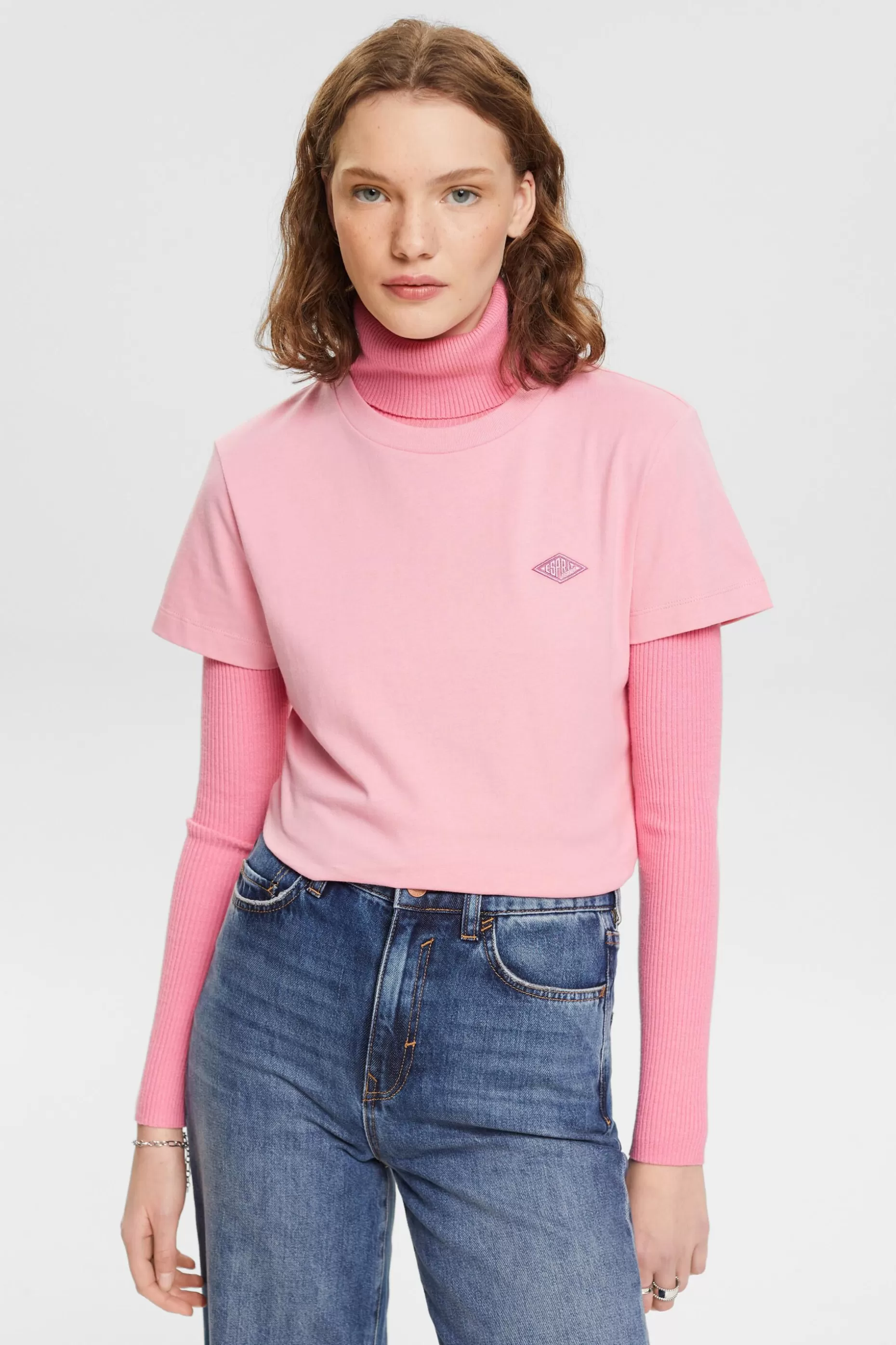 ESPRIT Logo Embroidered Cotton Jersey T-Shirt at our Online Shop *Women T-Shirts + Tops