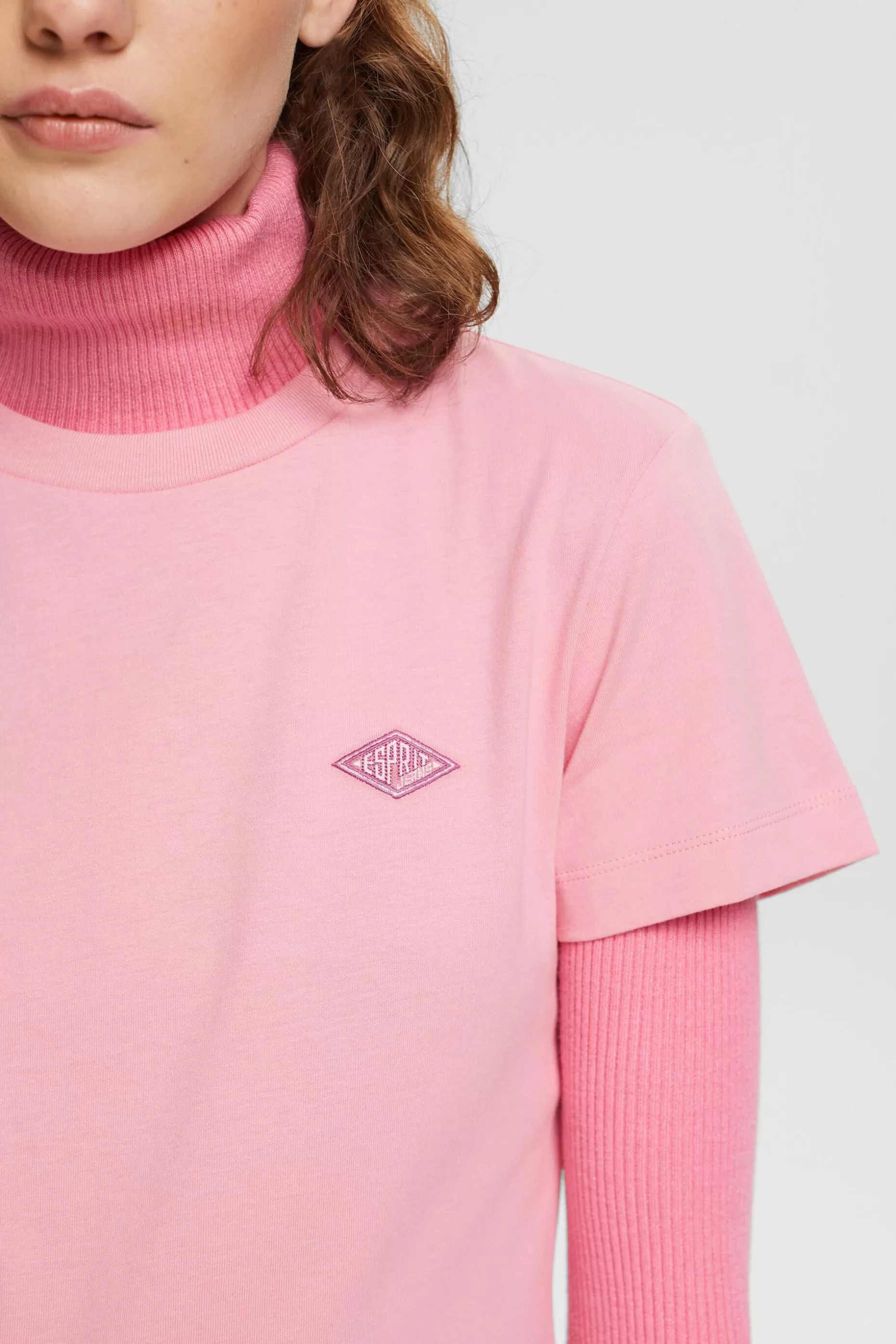 ESPRIT Logo Embroidered Cotton Jersey T-Shirt at our Online Shop *Women T-Shirts + Tops
