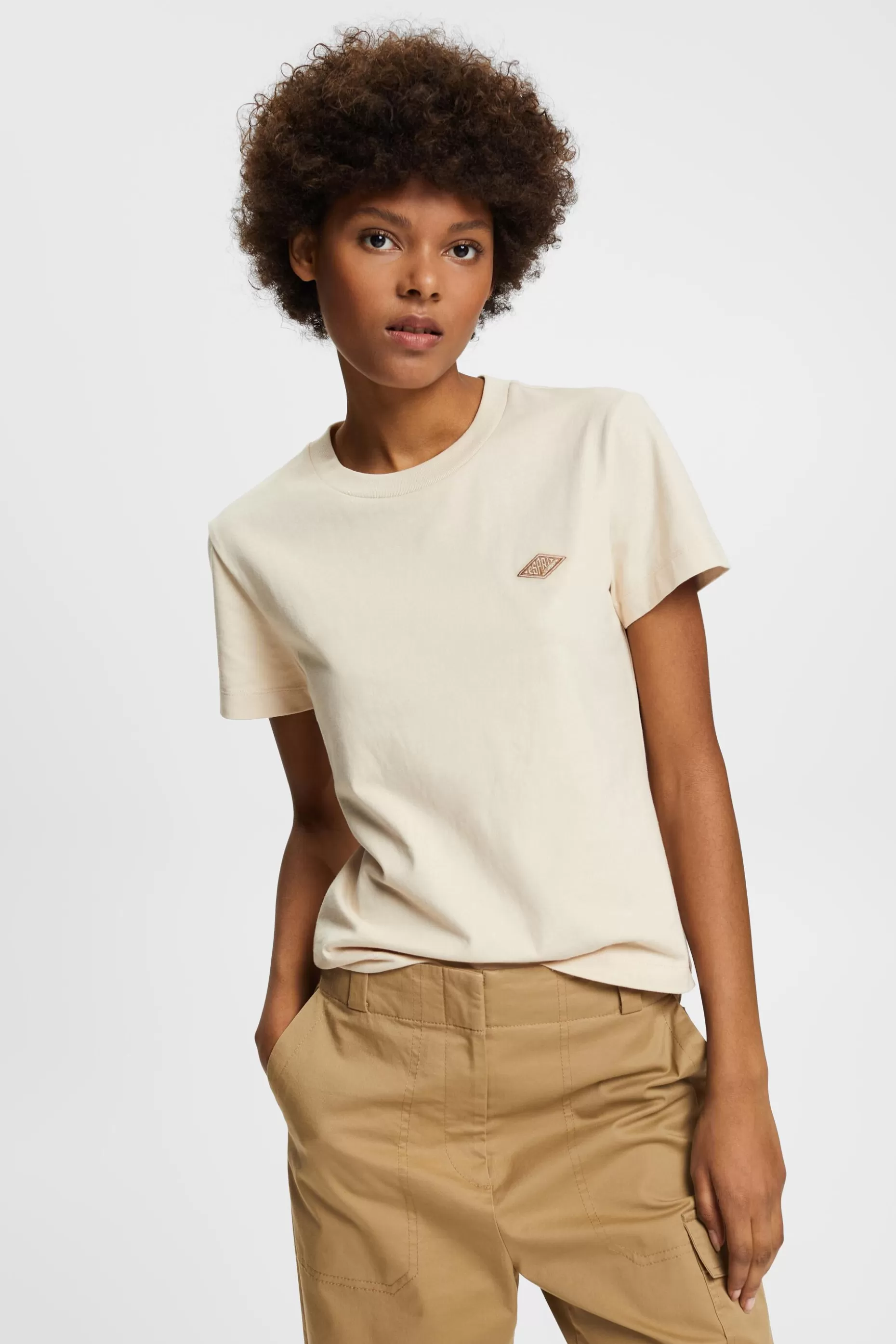 ESPRIT Logo Embroidered Cotton Jersey T-Shirt at our Online Shop *Women T-Shirts + Tops