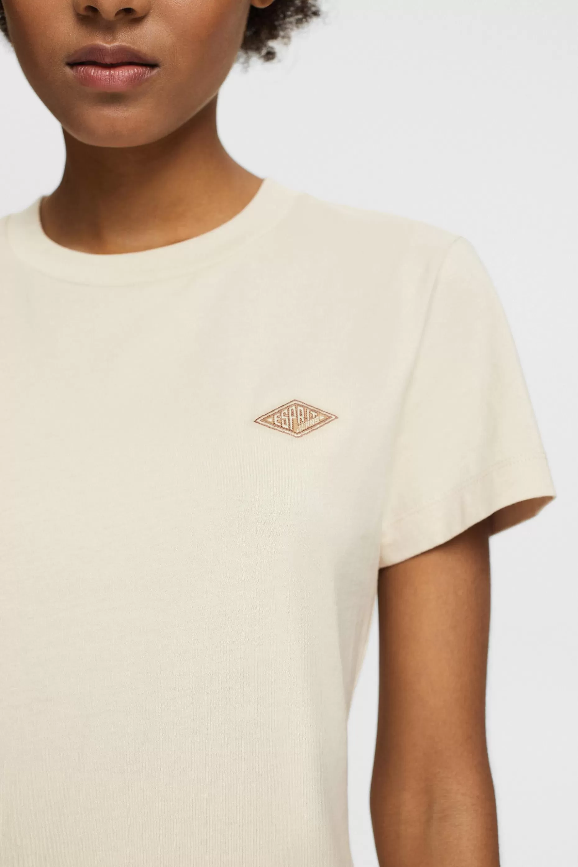 ESPRIT Logo Embroidered Cotton Jersey T-Shirt at our Online Shop *Women T-Shirts + Tops