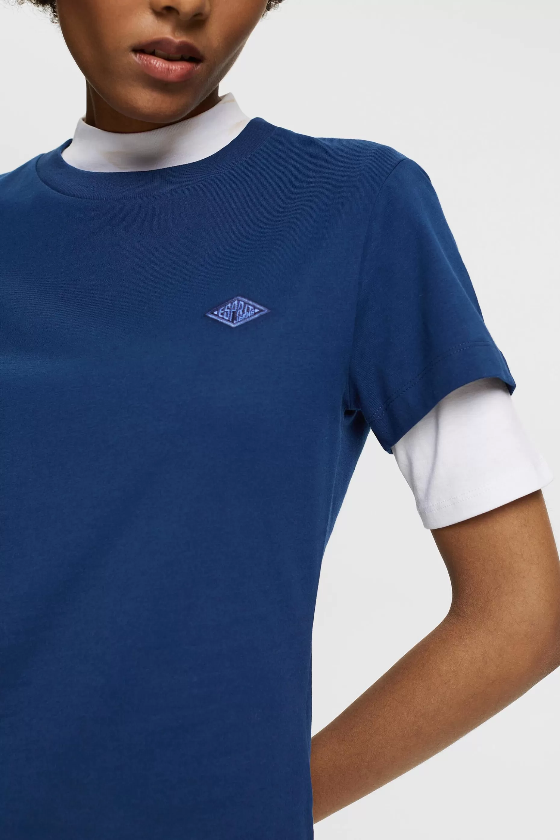 ESPRIT Logo Embroidered Cotton Jersey T-Shirt at our Online Shop *Women T-Shirts + Tops