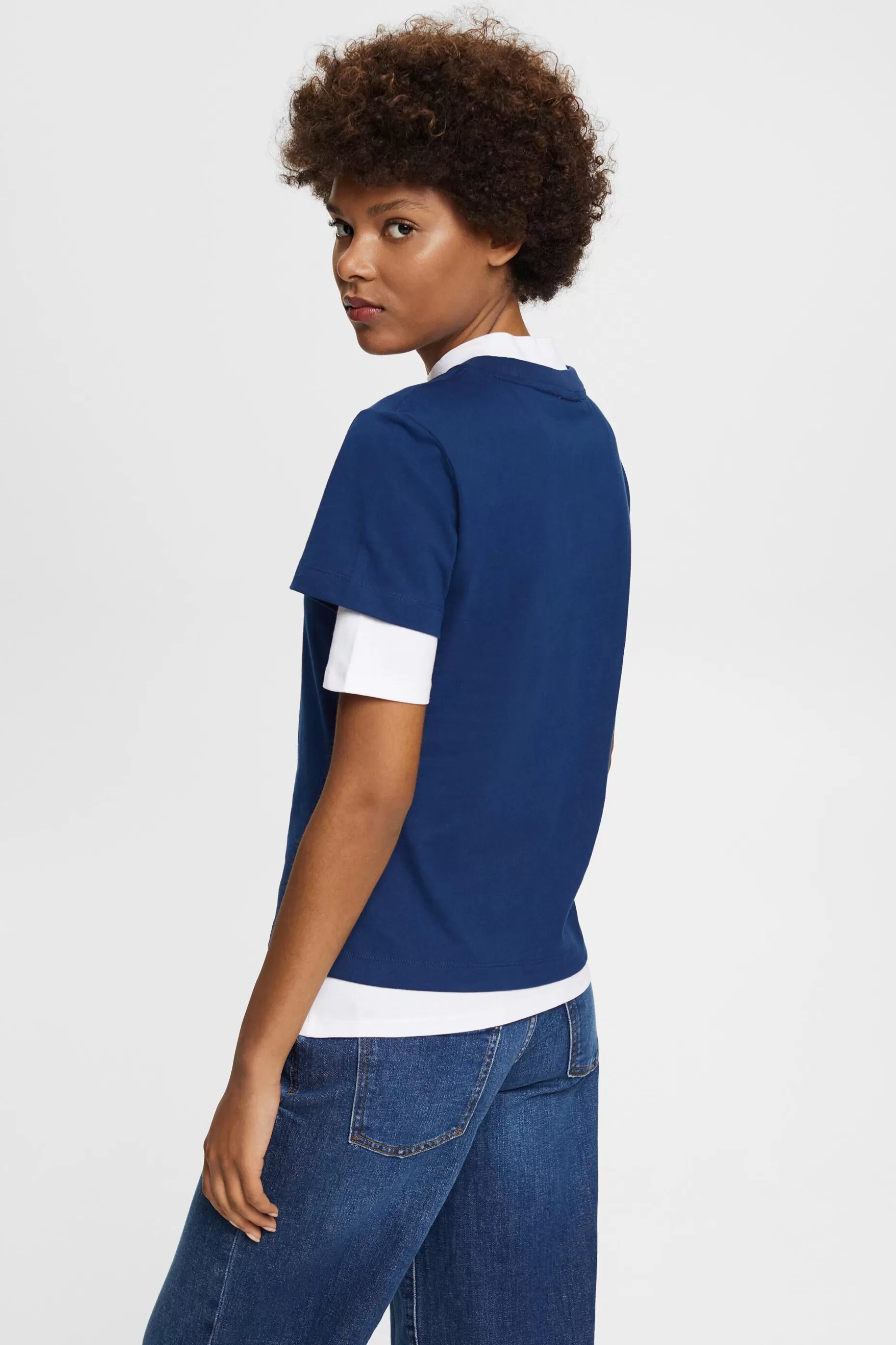 ESPRIT Logo Embroidered Cotton Jersey T-Shirt at our Online Shop *Women T-Shirts + Tops
