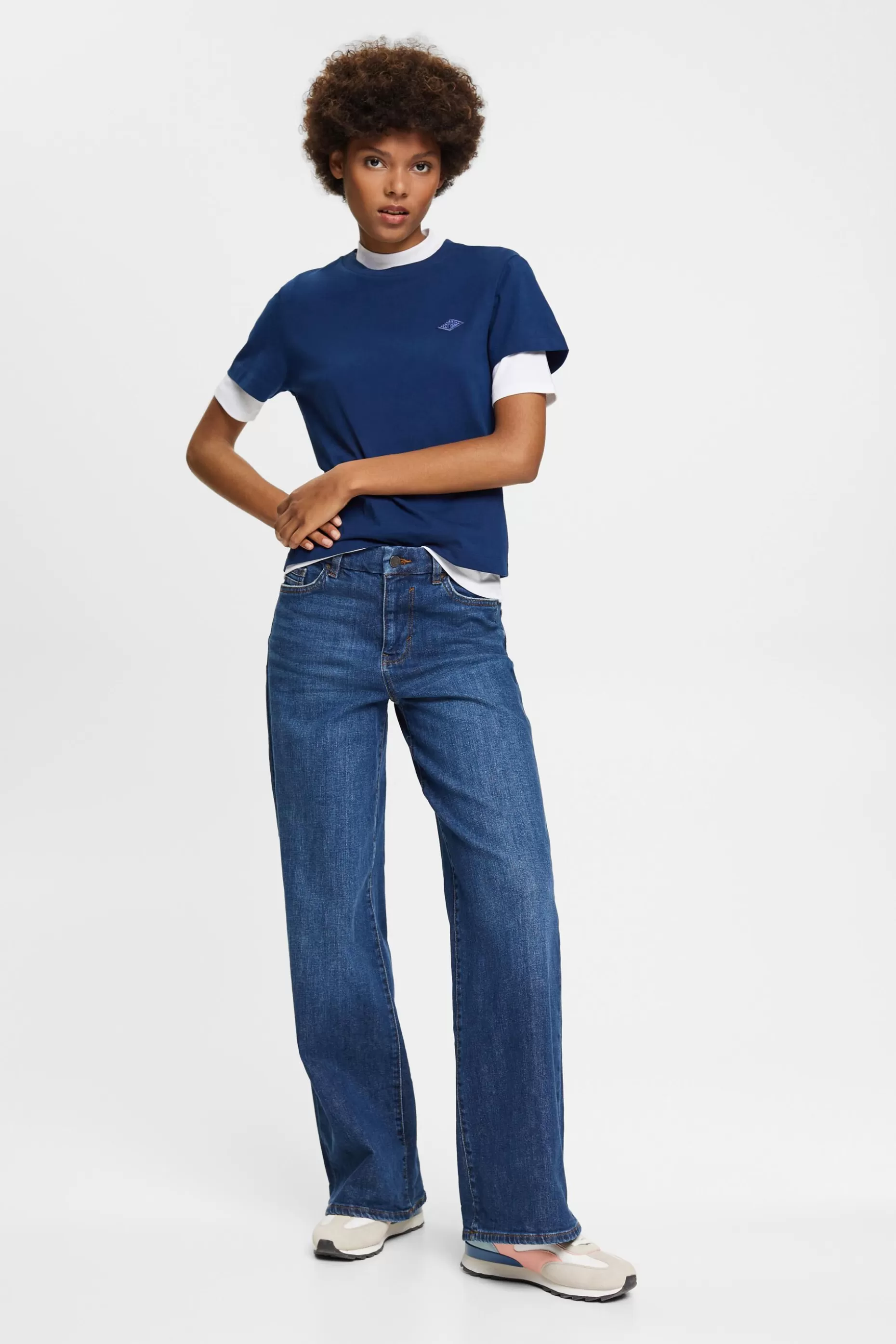 ESPRIT Logo Embroidered Cotton Jersey T-Shirt at our Online Shop *Women T-Shirts + Tops