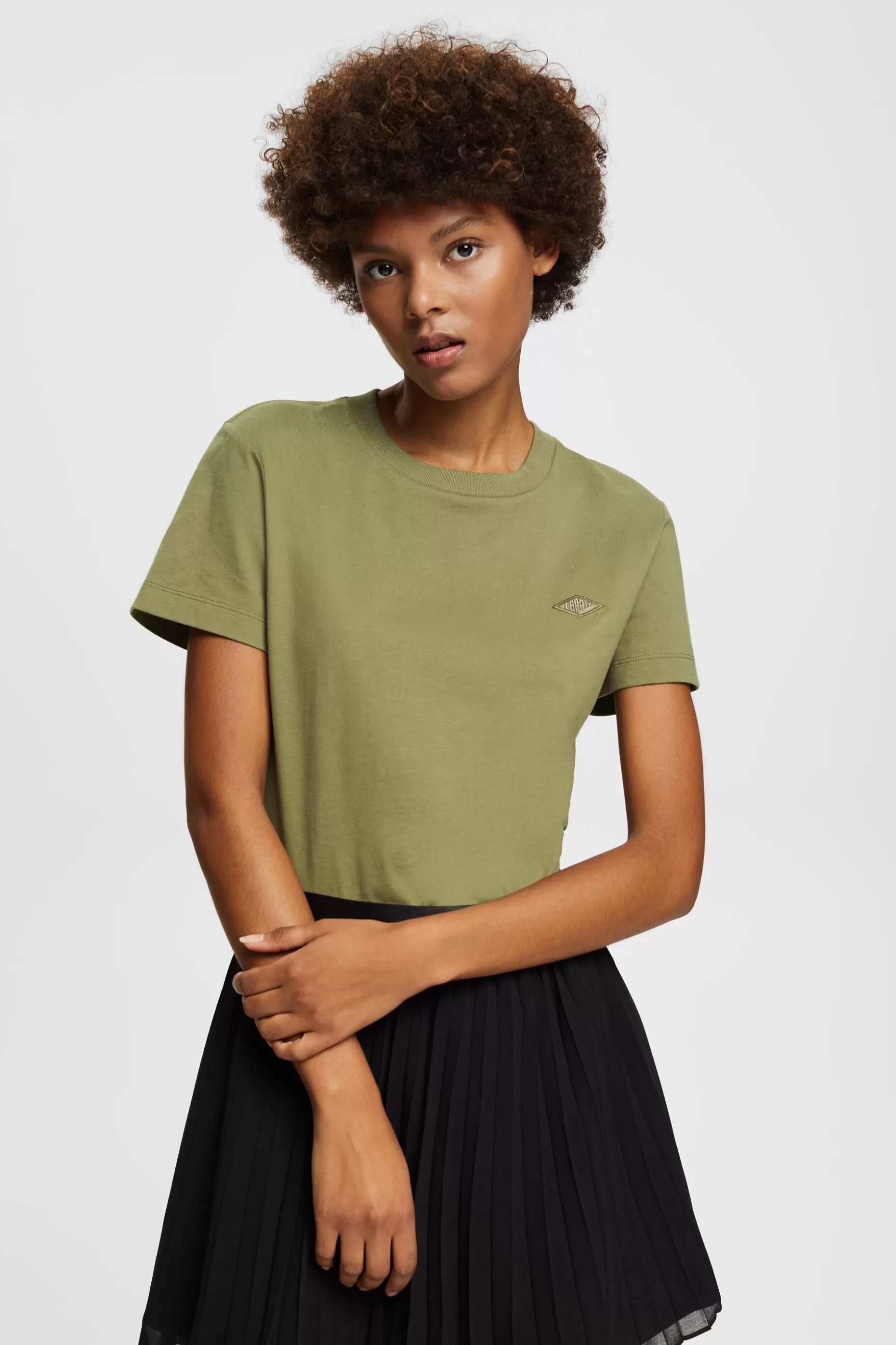 ESPRIT Logo Embroidered Cotton Jersey T-Shirt at our Online Shop *Women T-Shirts + Tops