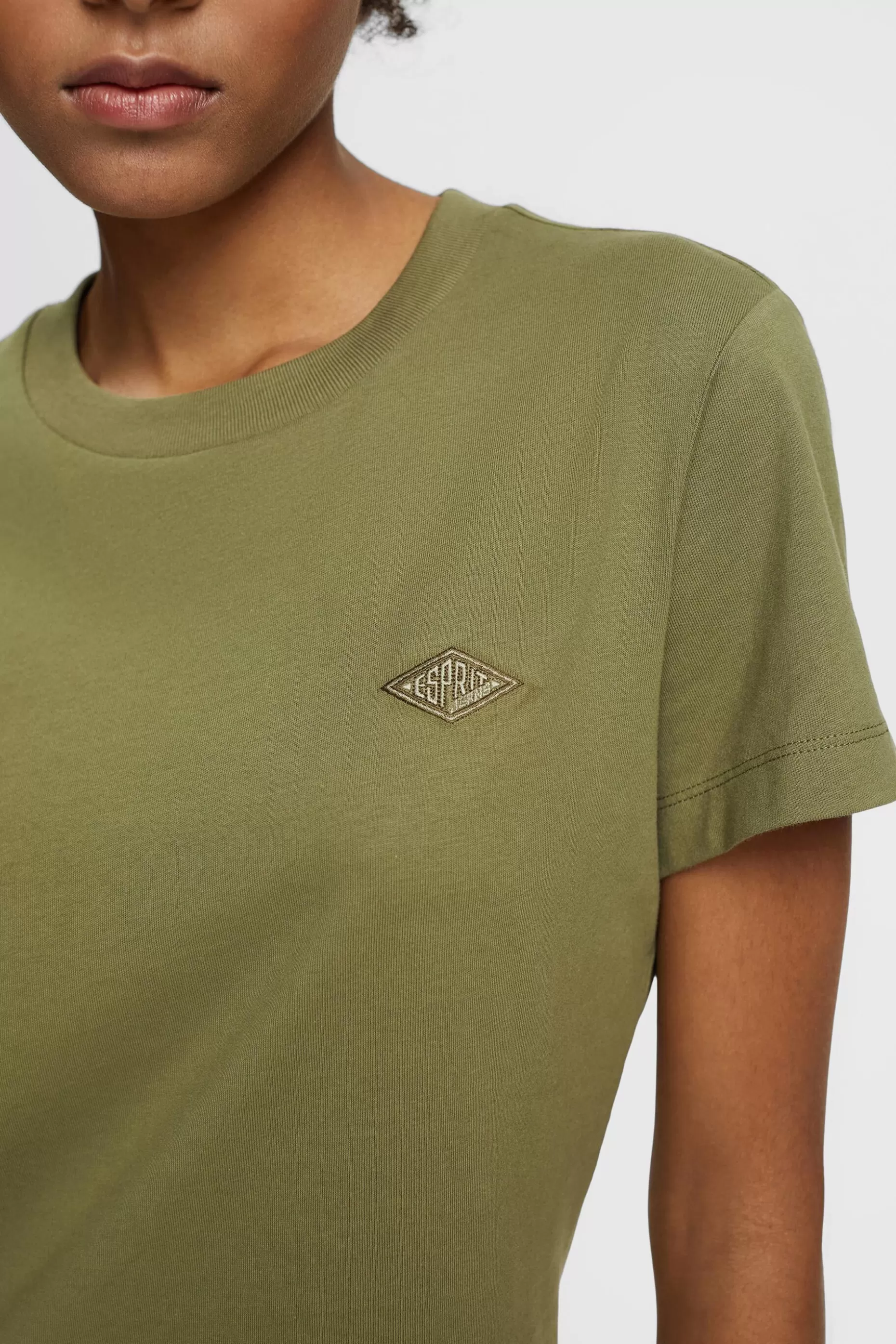 ESPRIT Logo Embroidered Cotton Jersey T-Shirt at our Online Shop *Women T-Shirts + Tops