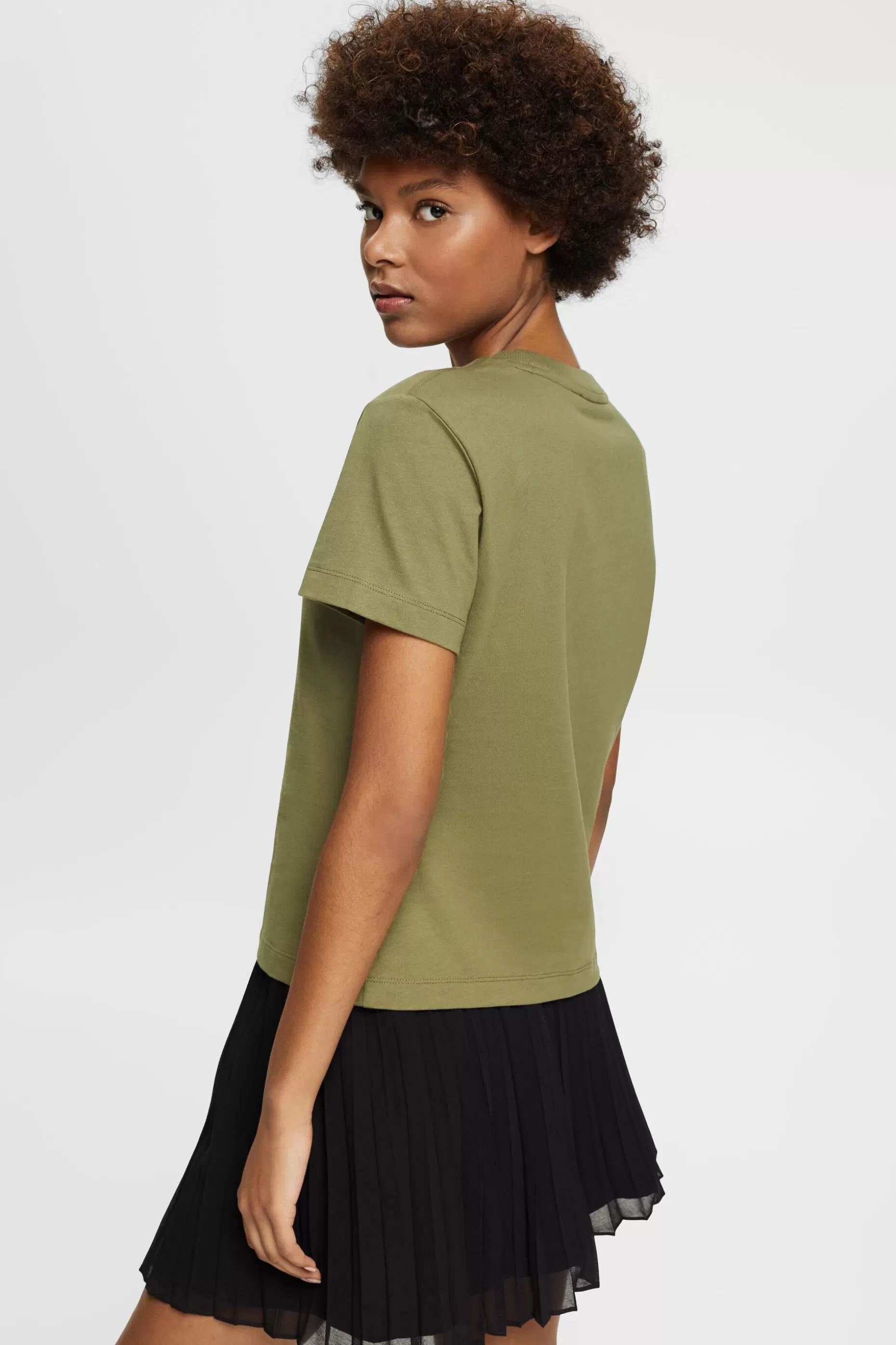 ESPRIT Logo Embroidered Cotton Jersey T-Shirt at our Online Shop *Women T-Shirts + Tops