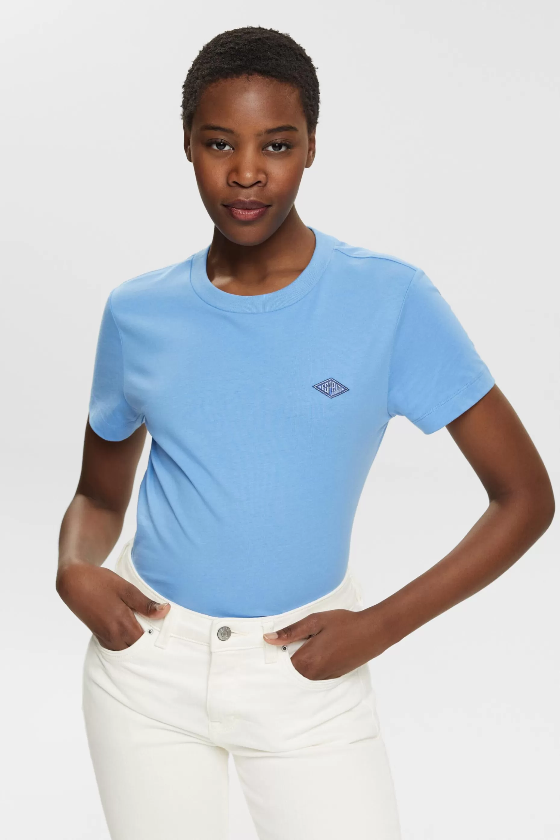 ESPRIT Logo Embroidered Cotton Jersey T-Shirt at our Online Shop *Women T-Shirts + Tops