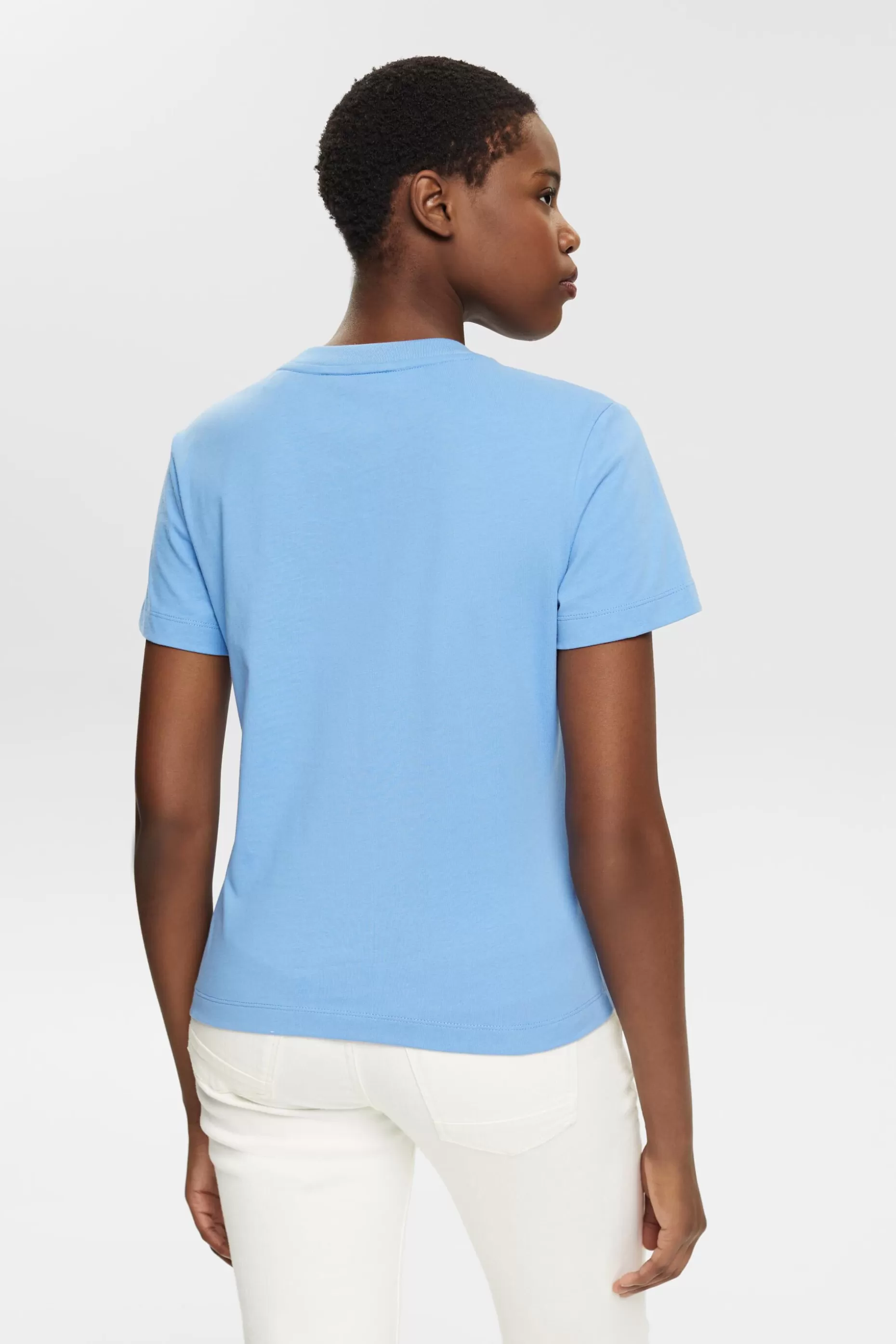 ESPRIT Logo Embroidered Cotton Jersey T-Shirt at our Online Shop *Women T-Shirts + Tops