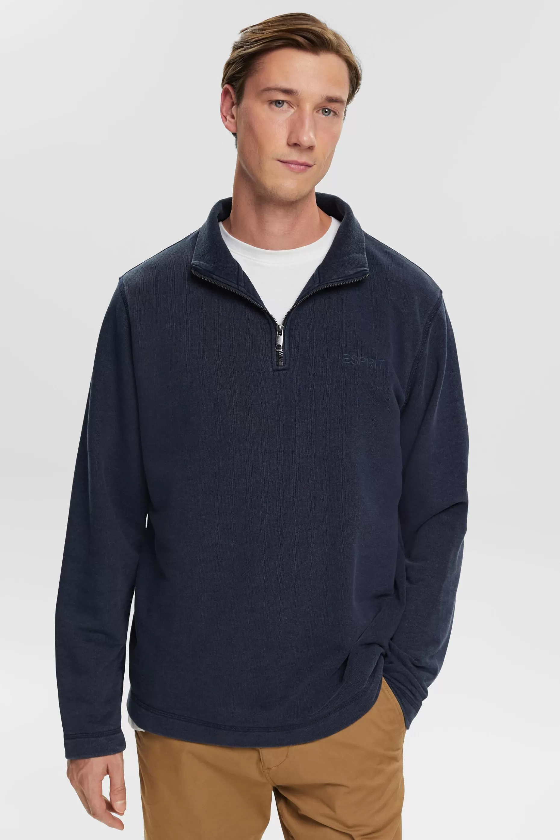 ESPRIT Logo Embroidered Half Zip Sweatshirt at our Online Shop *Men Sweatshirts + Hoodies
