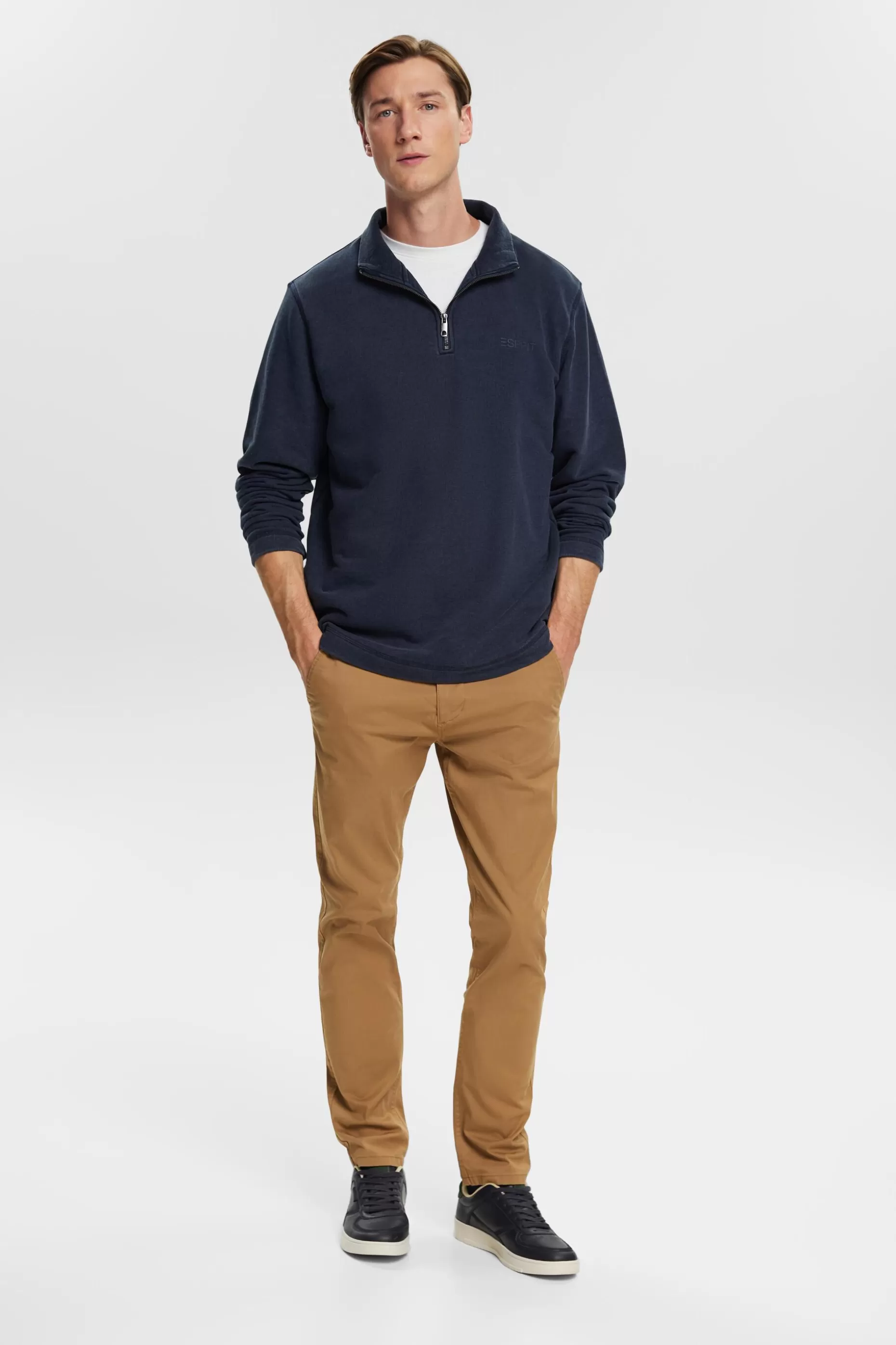 ESPRIT Logo Embroidered Half Zip Sweatshirt at our Online Shop *Men Sweatshirts + Hoodies