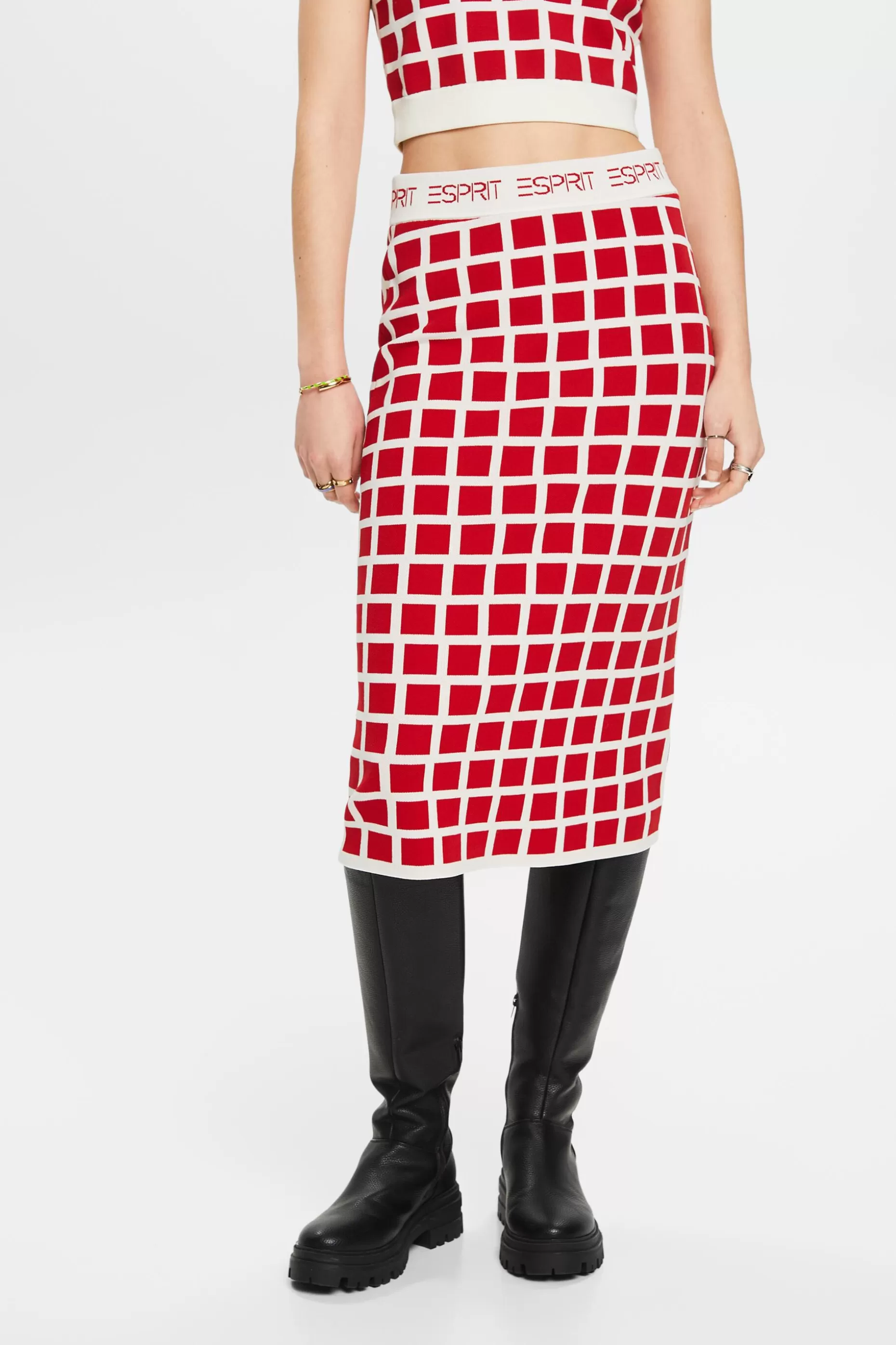 ESPRIT Logo Jacquard Midi Skirt at our Online Shop *Women Skirts + Shorts