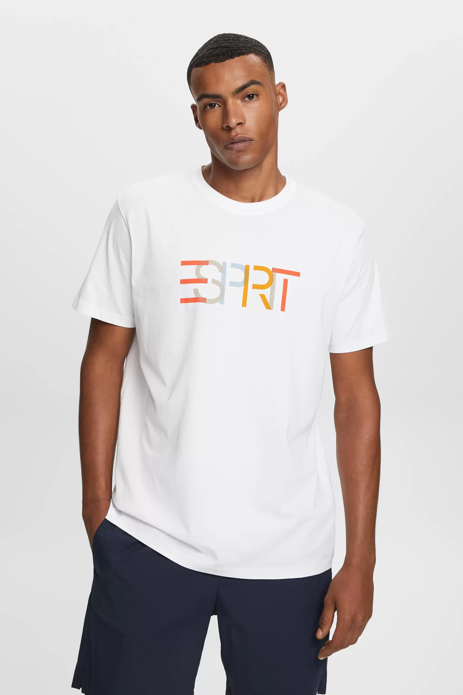 ESPRIT Logo Print Cotton T-Shirt at our Online Shop *Men Tops