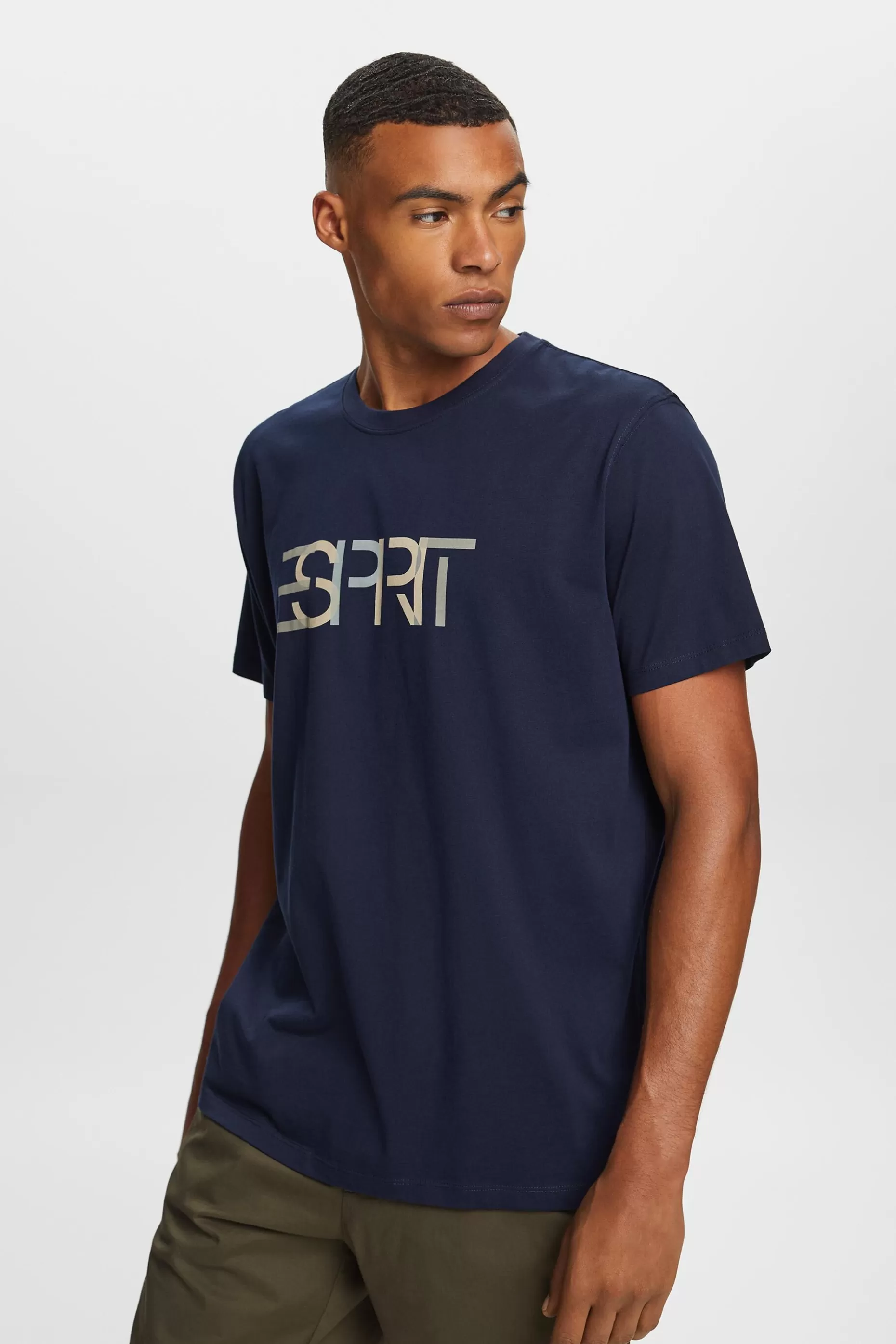 ESPRIT Logo Print Cotton T-Shirt at our Online Shop *Men T-Shirts + Polos