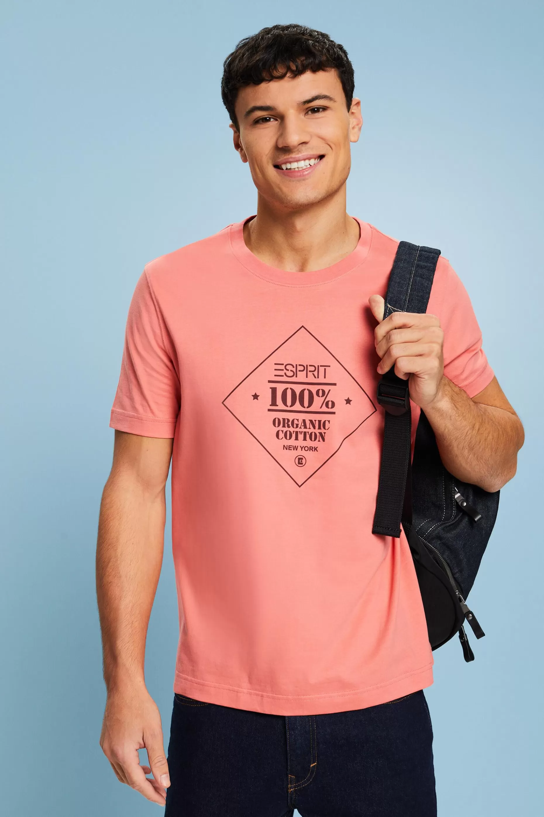 ESPRIT Logo Print Cotton T-Shirt at our Online Shop *Men T-Shirts + Polos