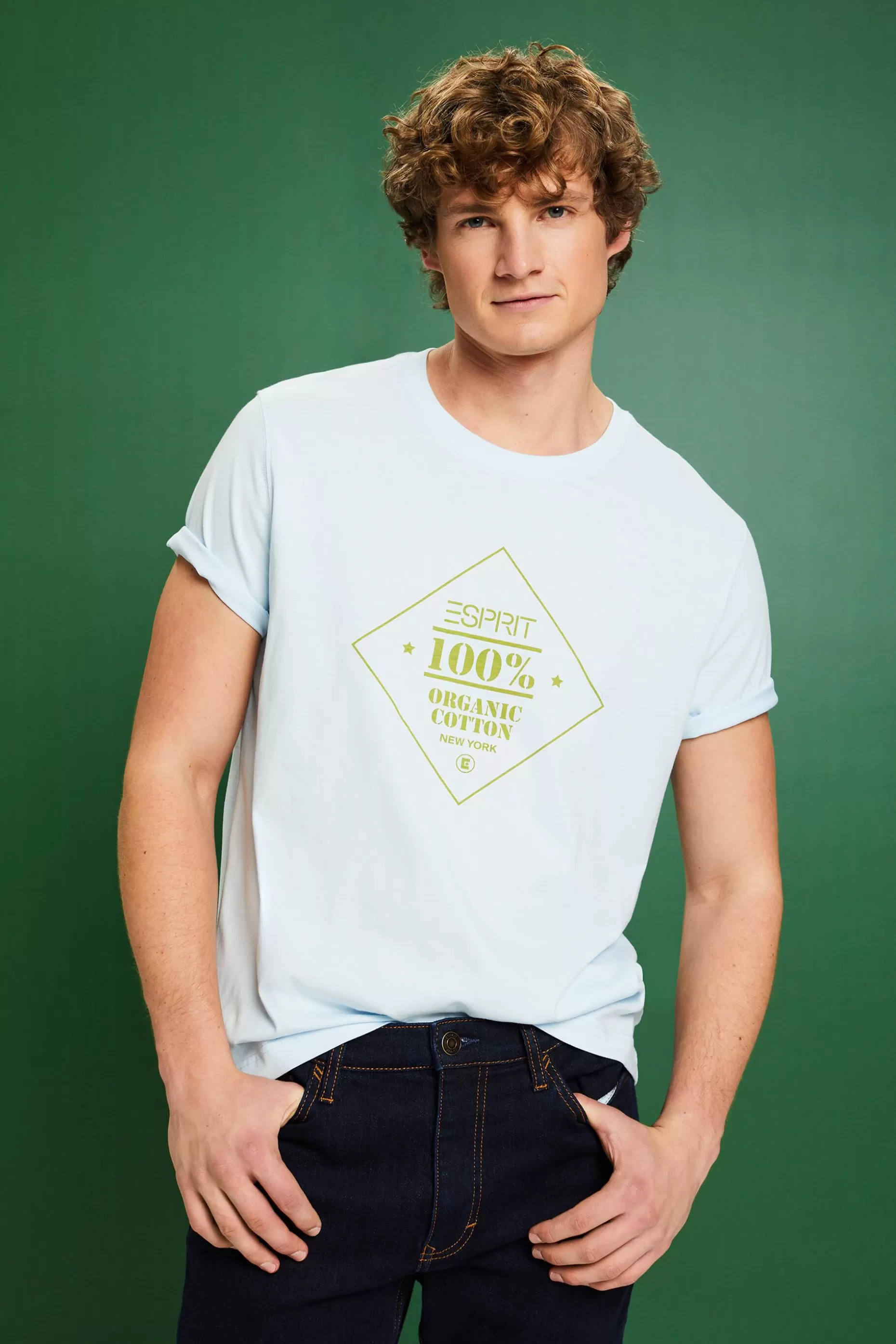 ESPRIT Logo Print Cotton T-Shirt at our Online Shop *Men The Pastel Edit