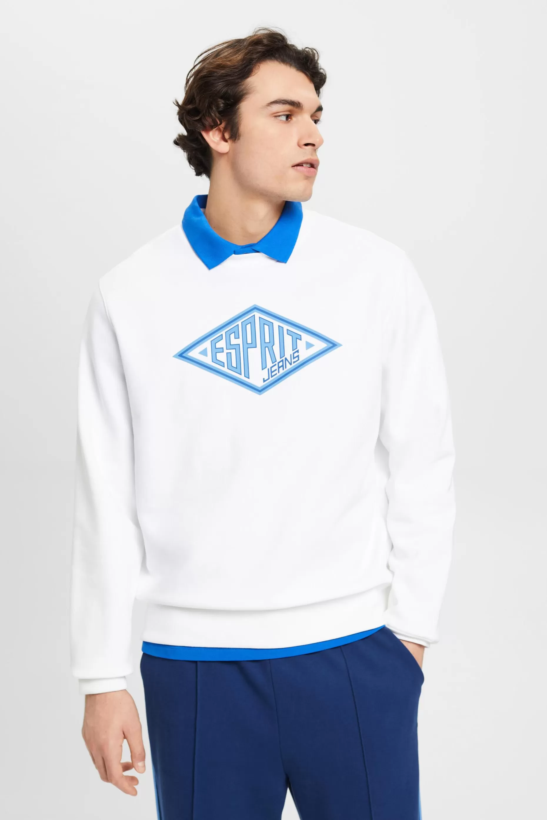 ESPRIT Logo Print Crewneck Sweatshirt at our Online Shop *Men Sweatshirts + Hoodies