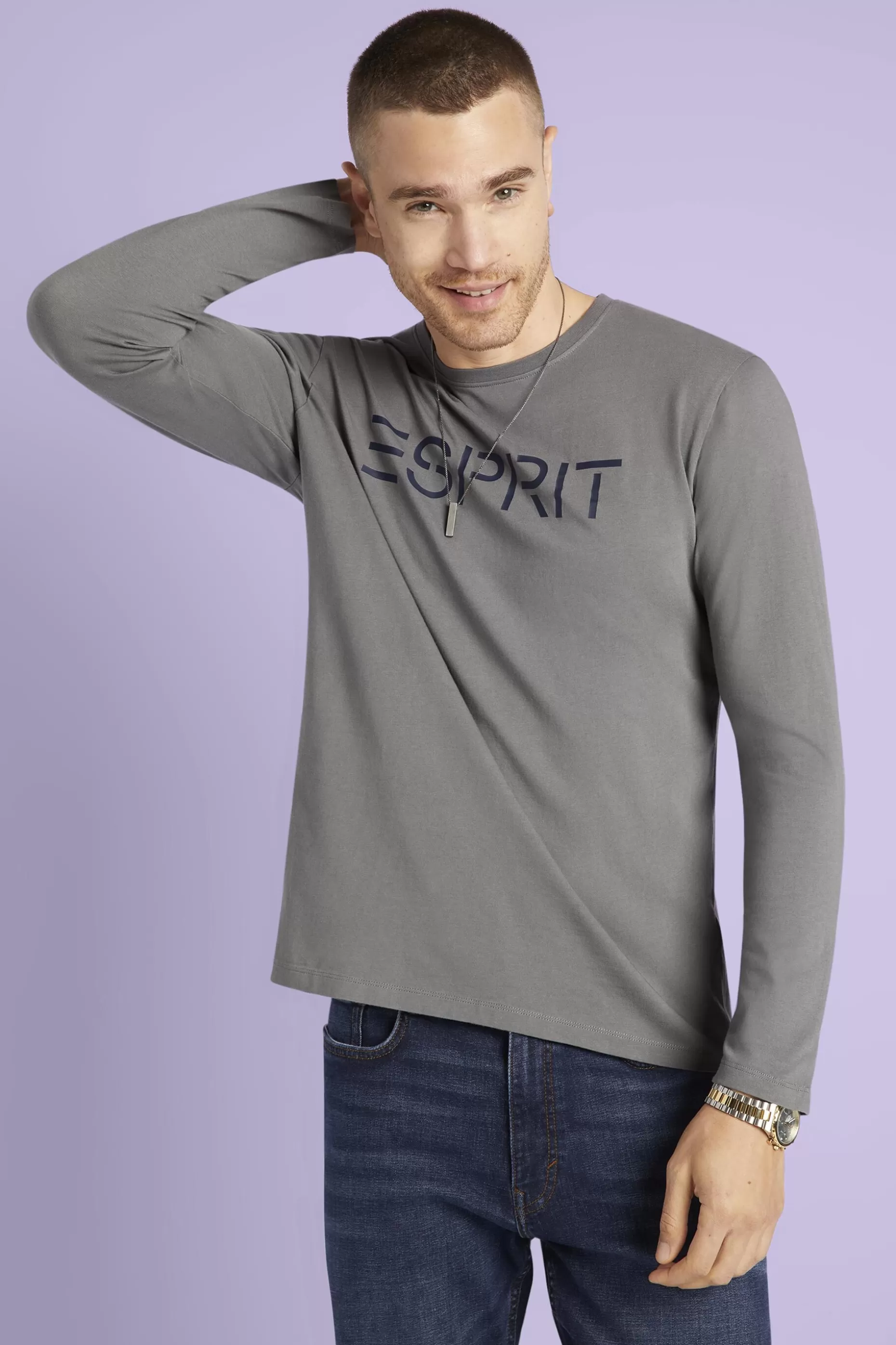 ESPRIT Logo print jersey t-shirt at our Online Shop *Men Tops