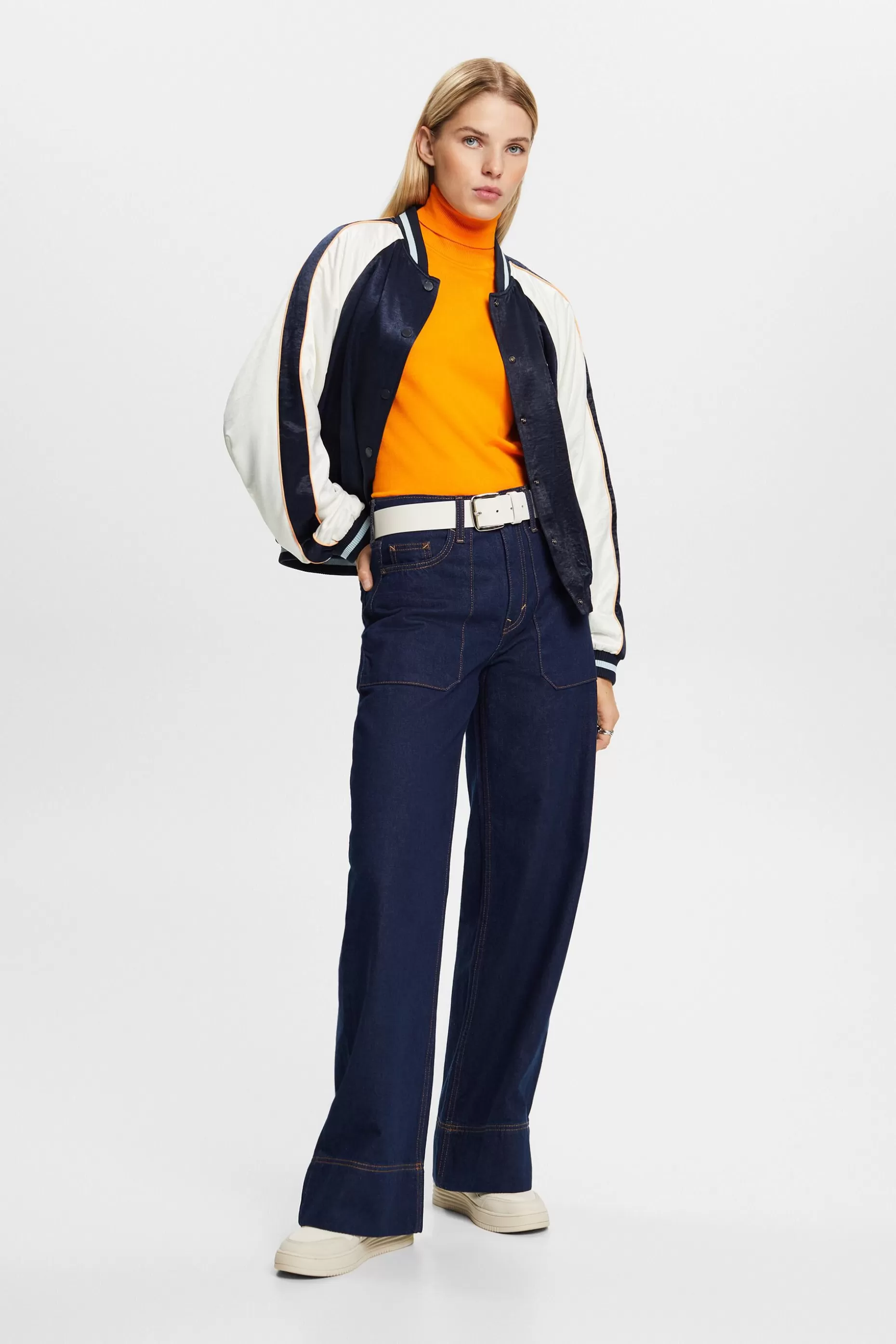ESPRIT Logo Satin Bomber Jacket at our Online Shop *Women Clearance 60%-70% Off