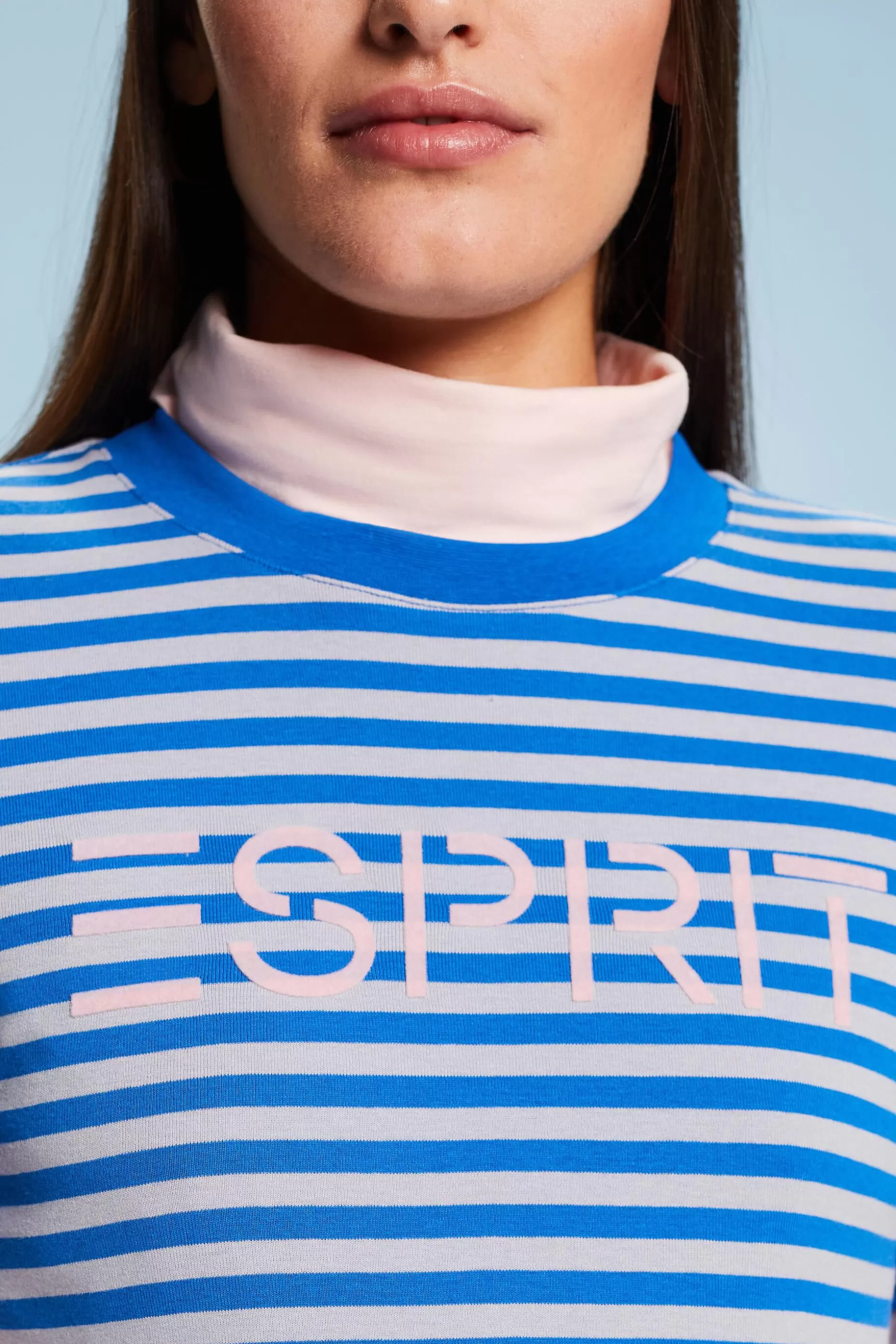 ESPRIT Logo-Print Striped Cotton T-Shirt at our Online Shop *Women T-Shirts + Tops