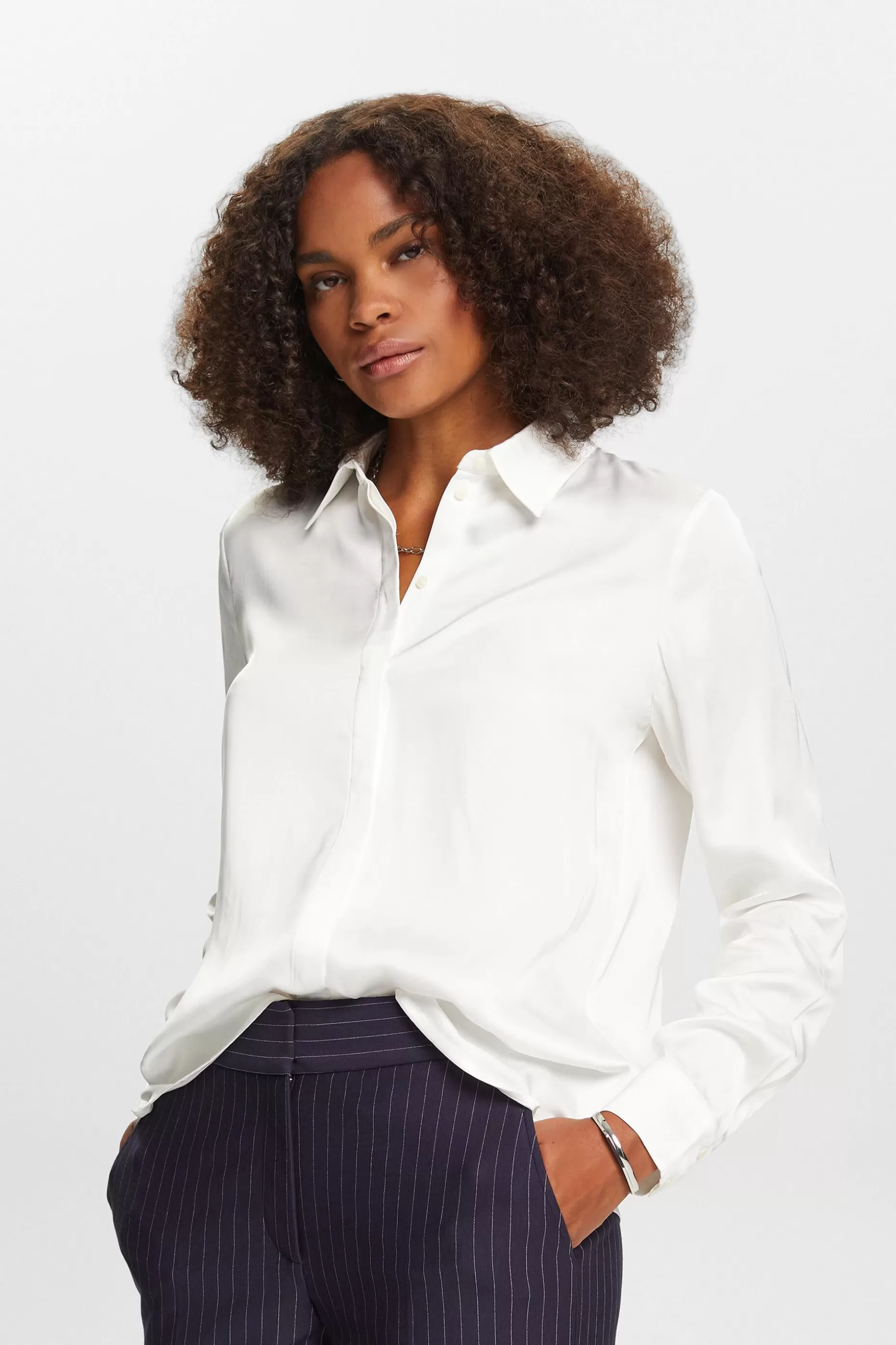 ESPRIT Long-Sleeve Satin Blouse at our Online Shop *Women Shirts + Blouses