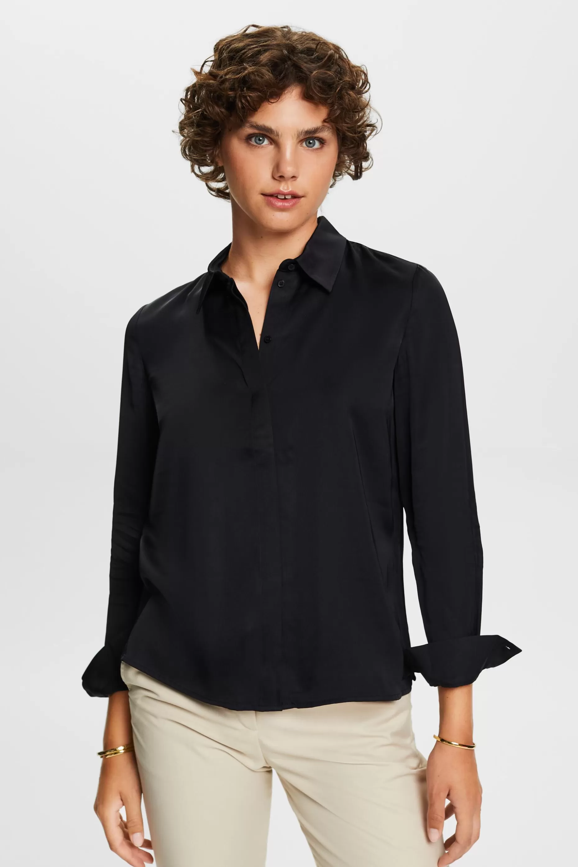 ESPRIT Long-Sleeve Satin Blouse at our Online Shop *Women Shirts + Blouses